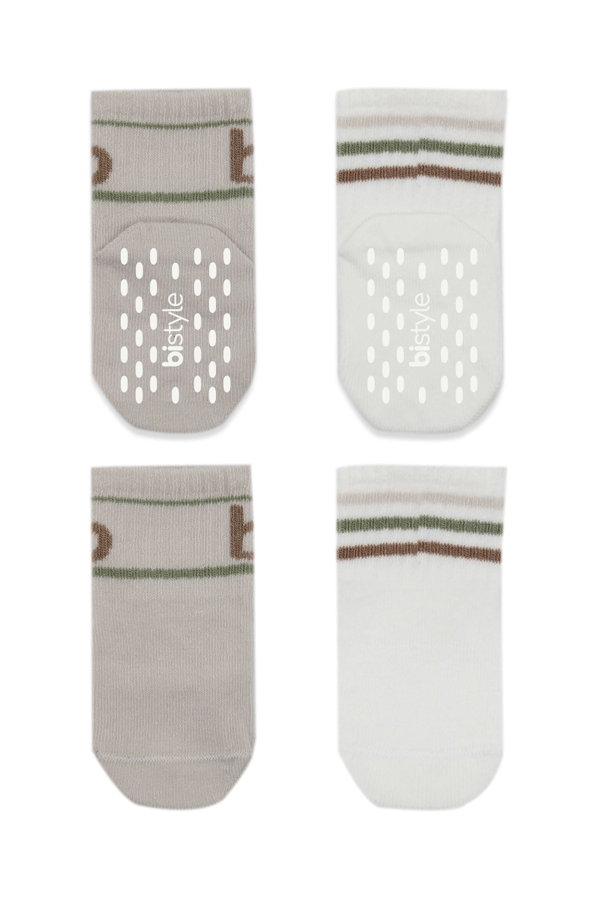 Bistyle Penye Kaymaz Soket Çorap 2li 10144 Taş Ekru