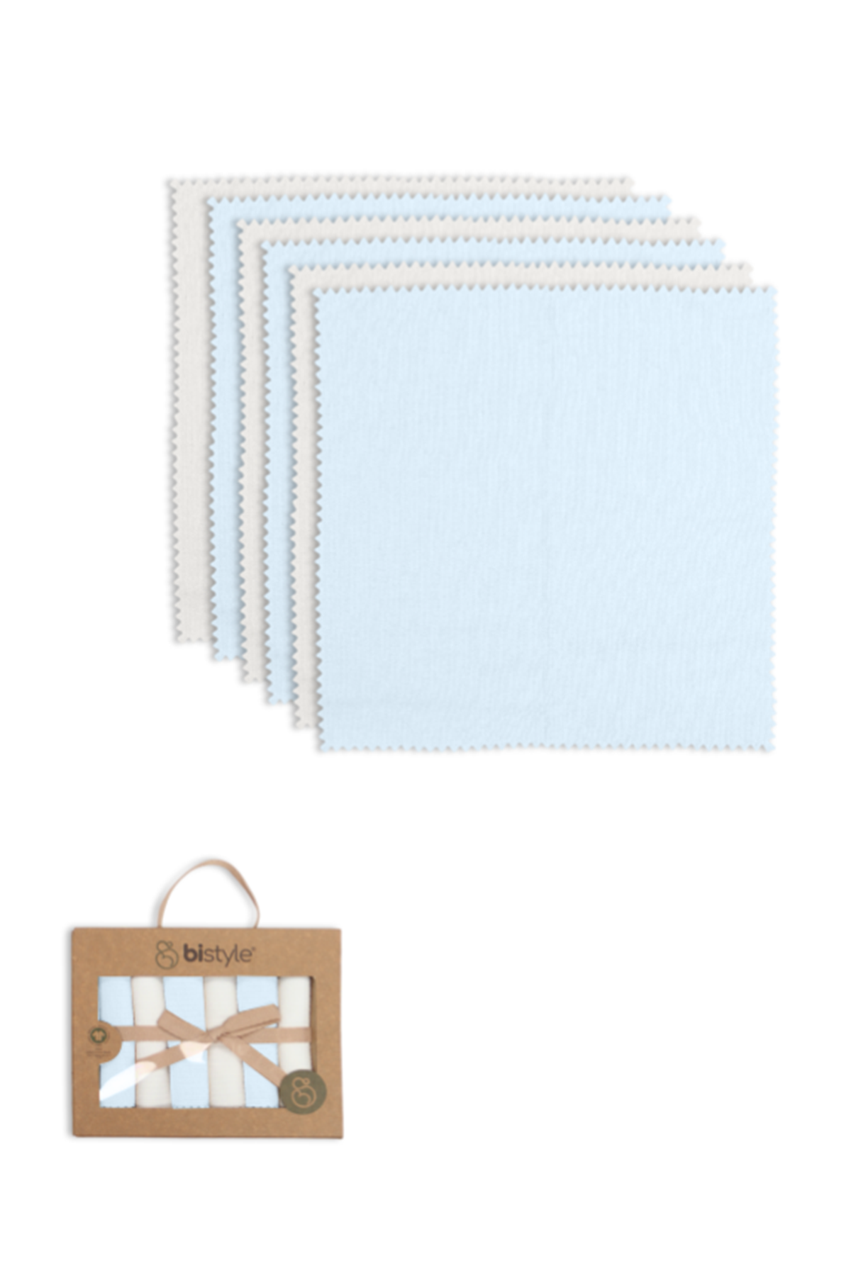 Bistyle Colours Kutulu 6lı Penye Mendil 20x20 90161 Ekru Mavi