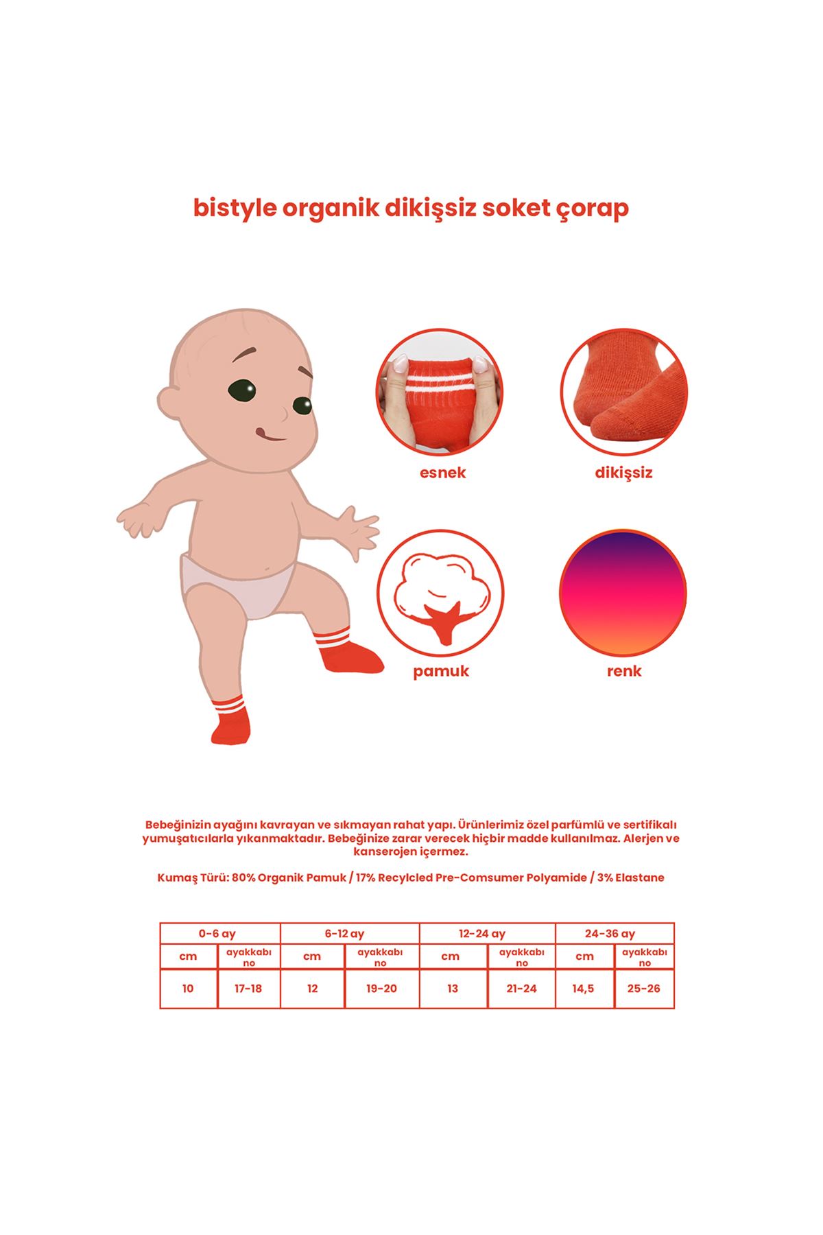 Bistyle 6'Lı Basic Penye Soket Çorap 10101 Ekru