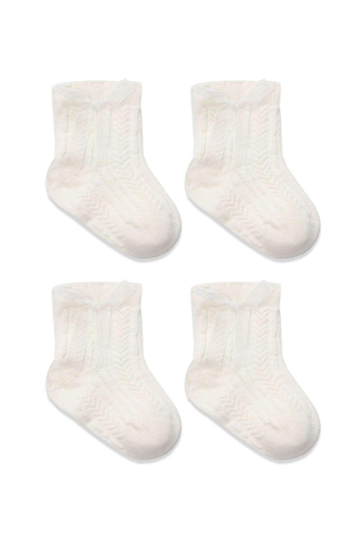 Bistyle Fiyonklu Penye Soket Çorap 2li 10150 Ekru