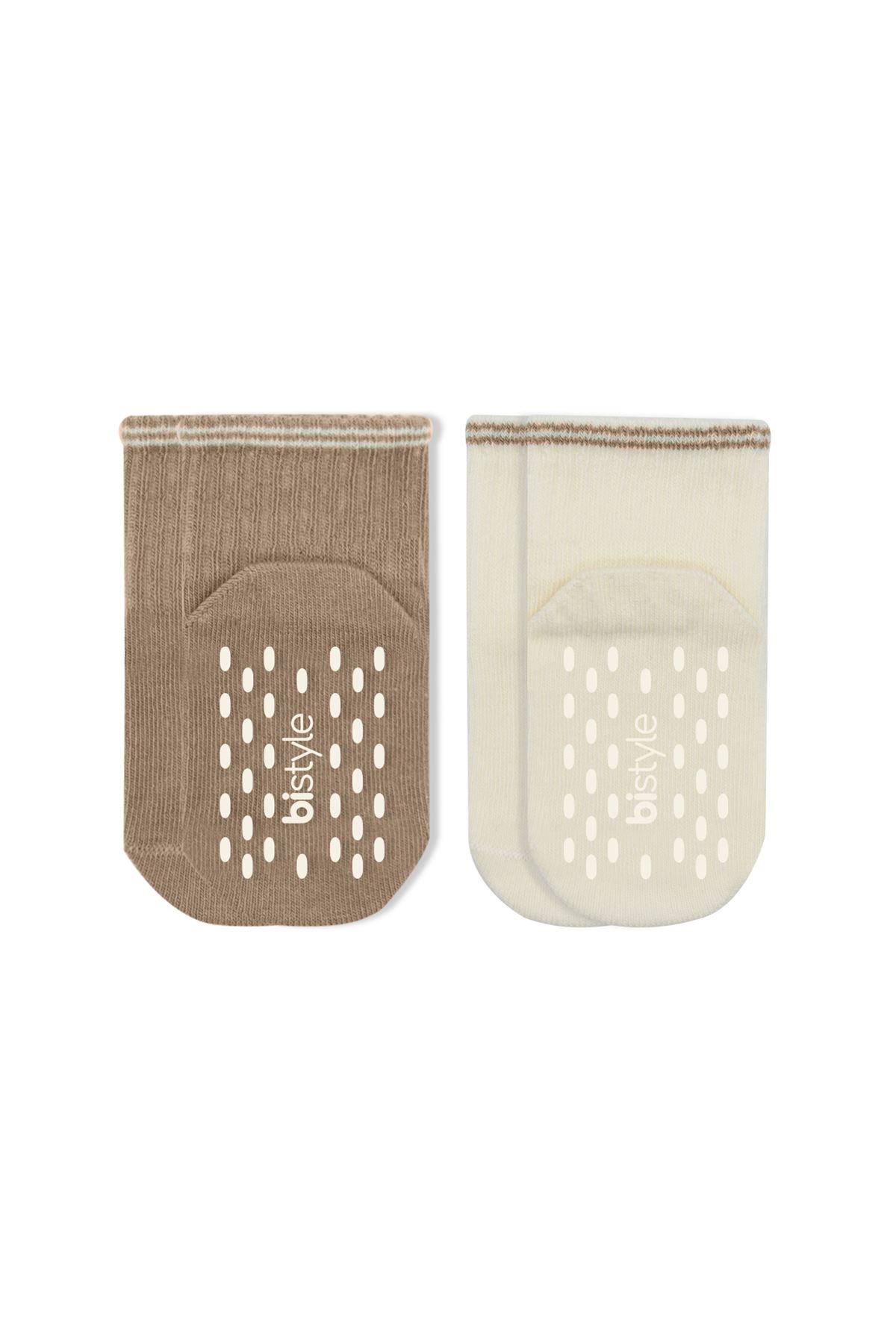 Bistyle Çemberli Basic Penye Kaymaz Soket Çorap 2li 10146 Kahve