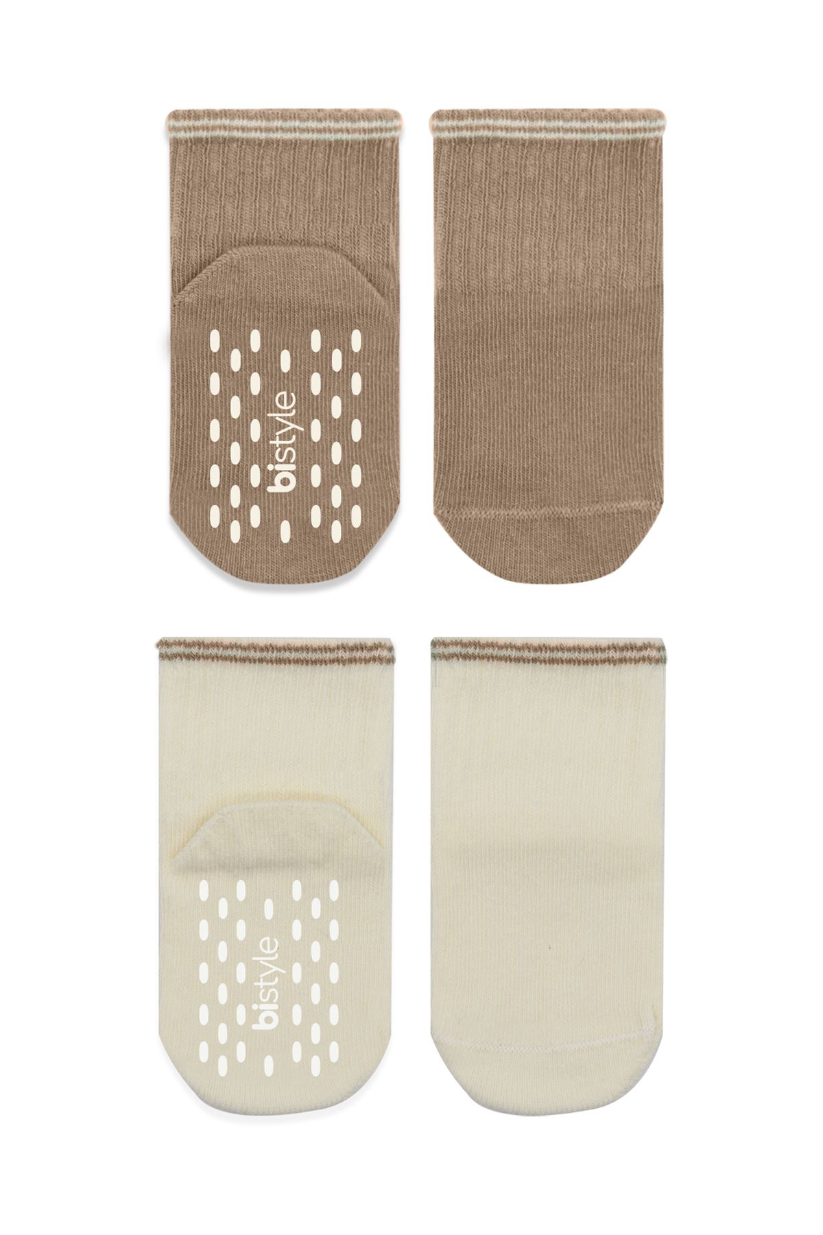 Bistyle Çemberli Basic Penye Kaymaz Soket Çorap 2li 10146 Kahve