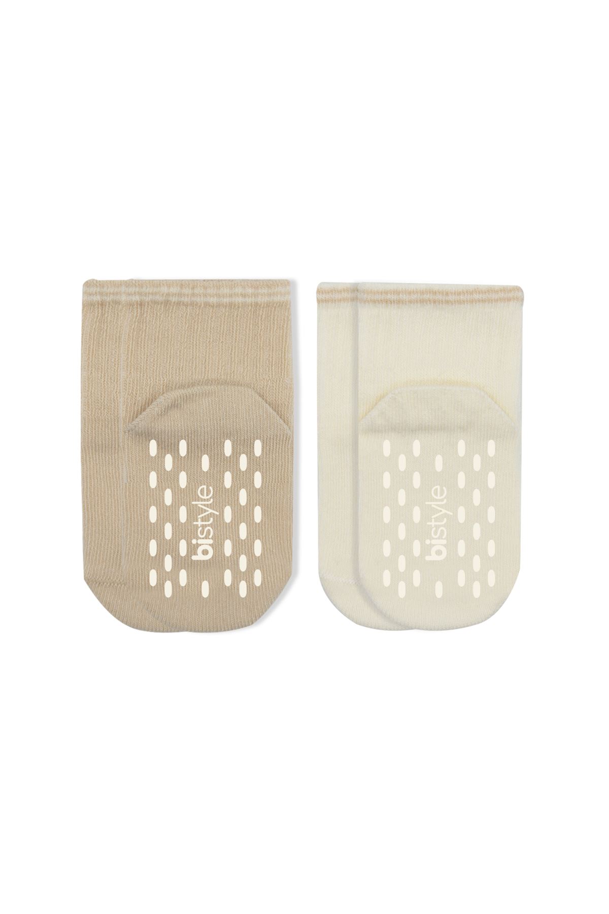 Bistyle Çemberli Basic Penye Kaymaz Soket Çorap 2li 10146 Bej