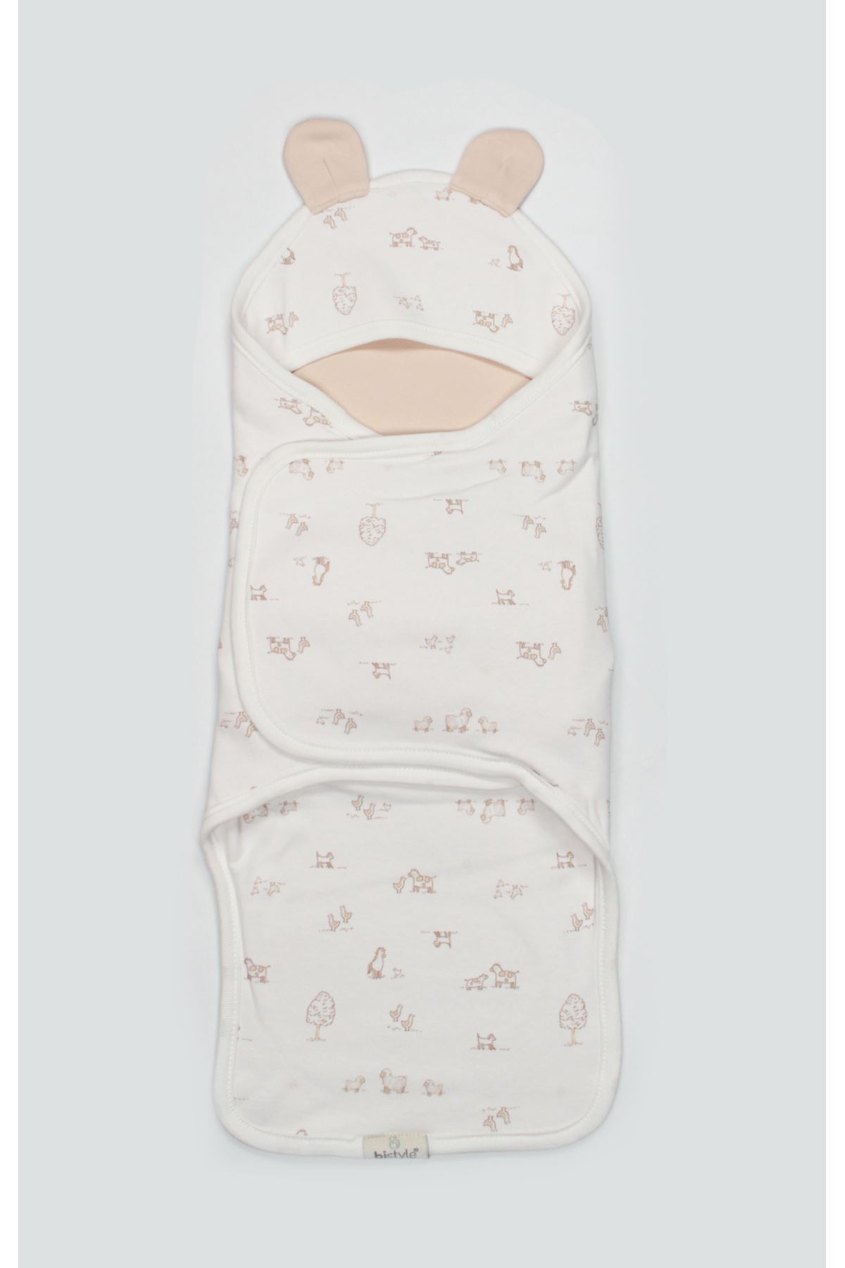 Bistyle Curly Lamb Bel Destekli Kundak 75111 Bej Mavi Ekru