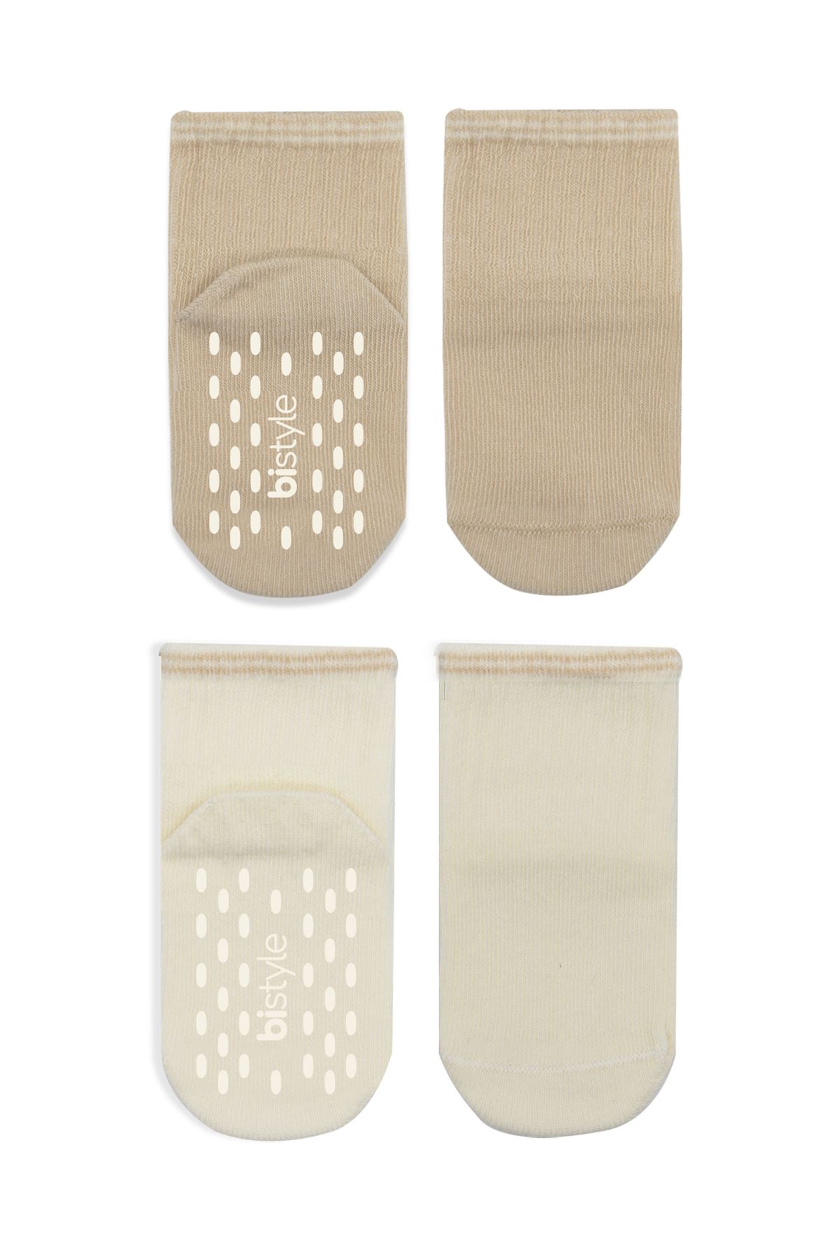 Bistyle Çemberli Basic Penye Kaymaz Soket Çorap 2li 10146 Bej