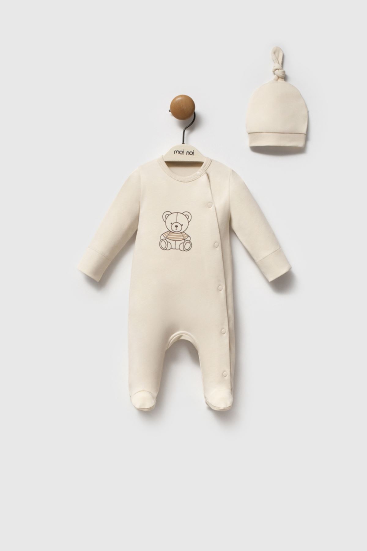 Moi Noi My Bear Şapkalı Tulum MNB1296 Ekru