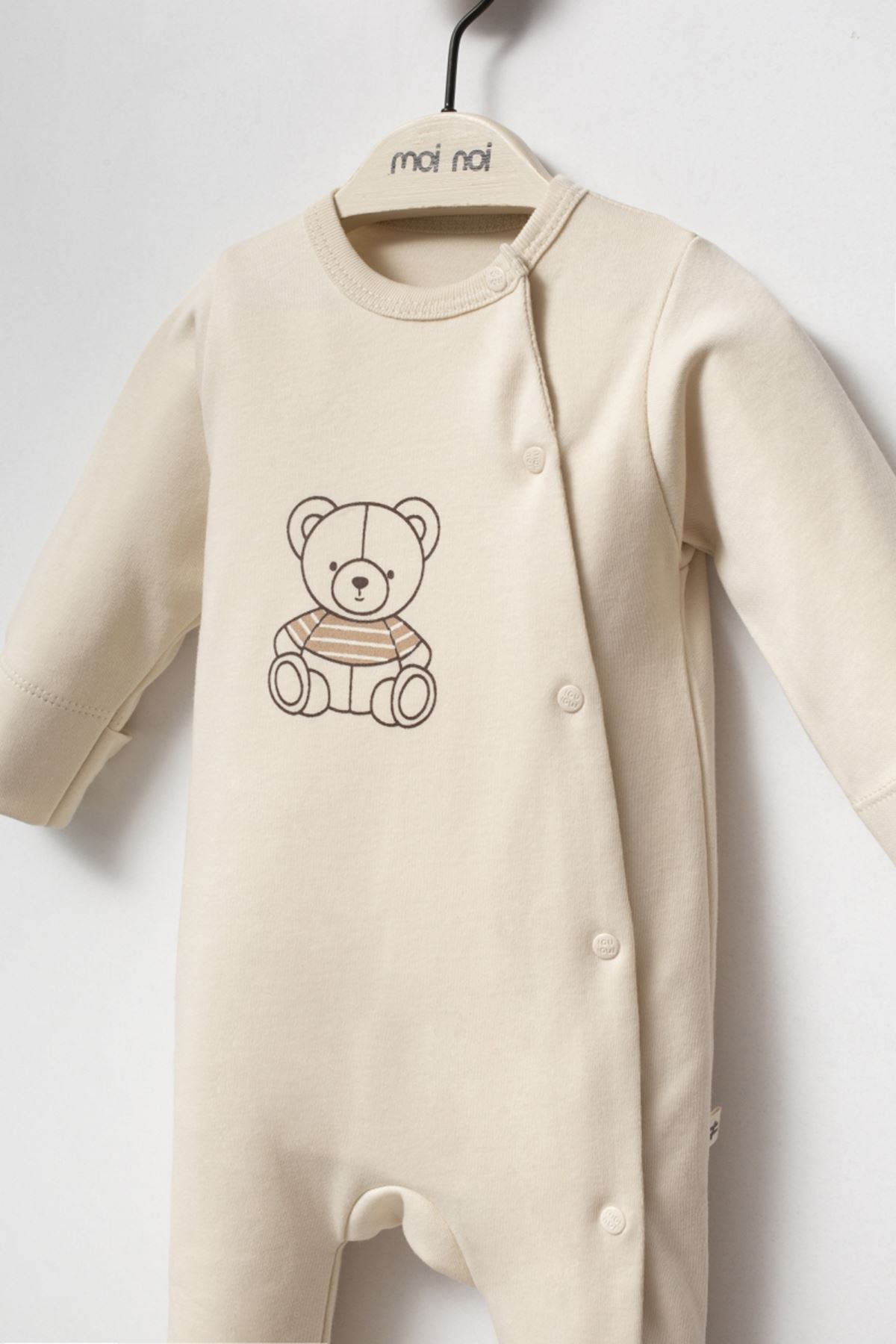 Moi Noi My Bear Şapkalı Tulum MNB1296 Ekru