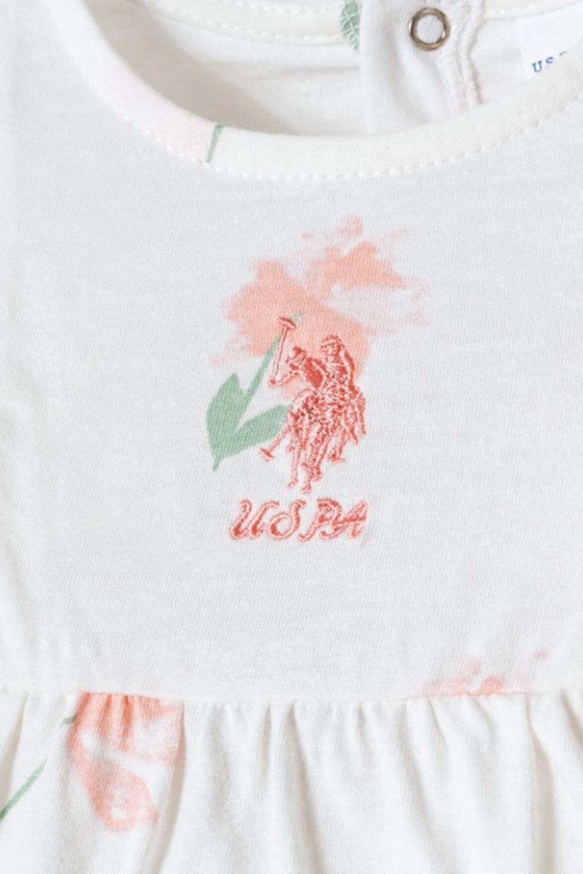 U.S. Polo Elbise USB2985 Beyaz-Pudra