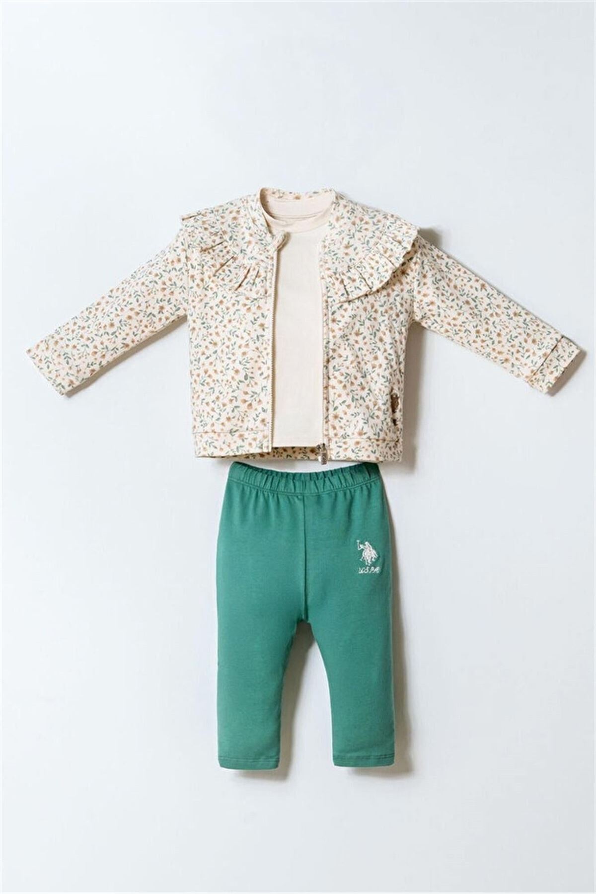 U.S. Polo 3lü Takım USB2981 Ekru Yeşil