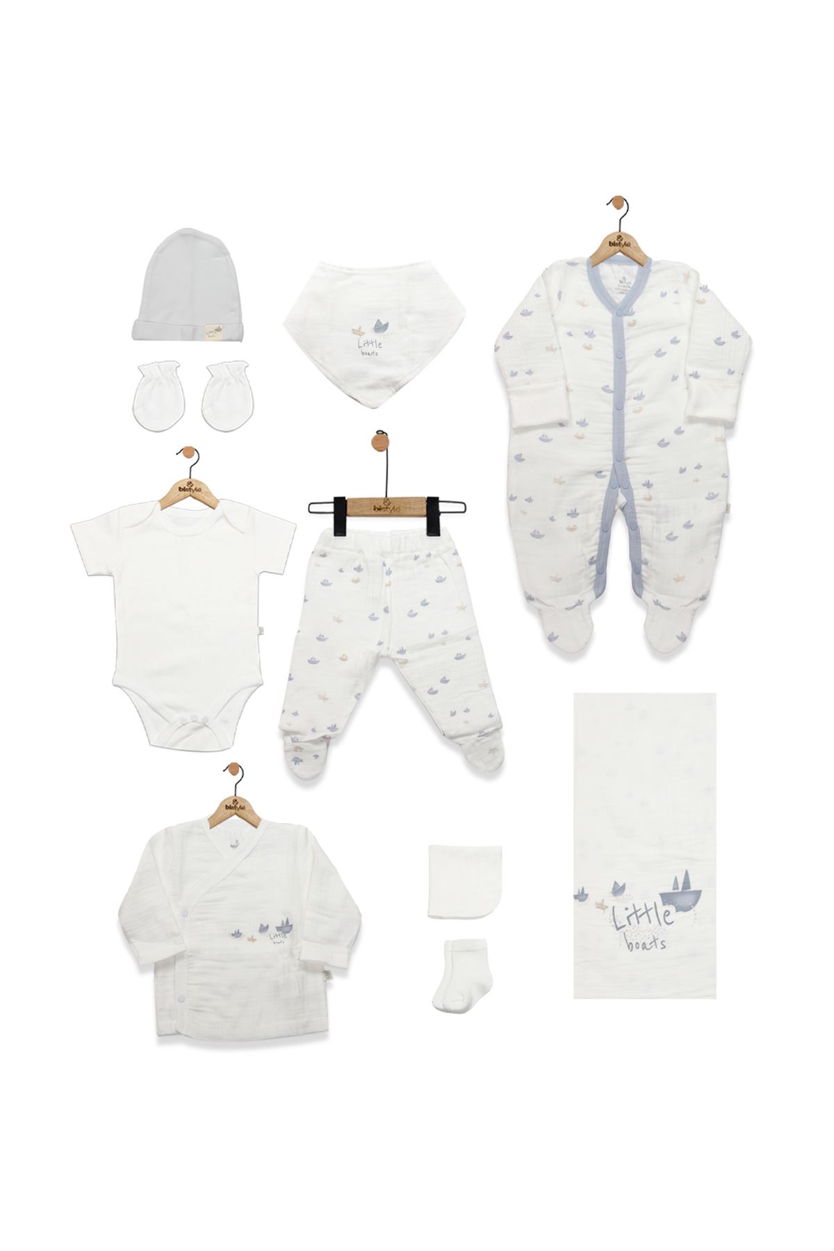 Bistyle 10lu Hastane Çıkışı Müslin Little Boats 11121 Ekru