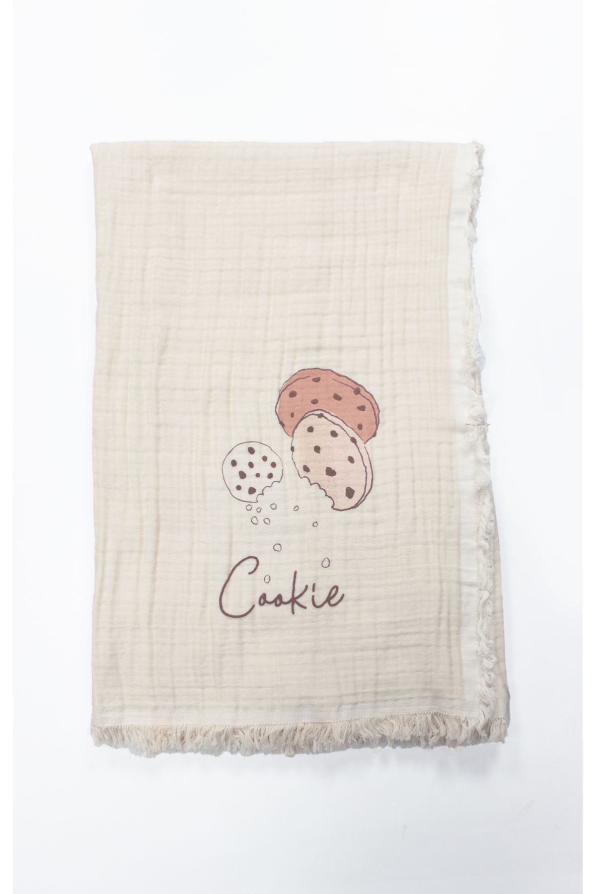 Bistyle Müslin Battaniye 100x200  Cookies Make Happy 70158 Ekru