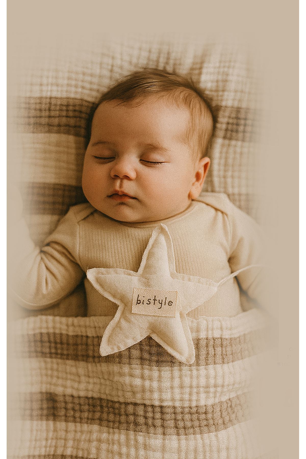 Bistyle Müslin Battaniye Uyku Arkadaşli Pure Life 70156 85x85cm Bej