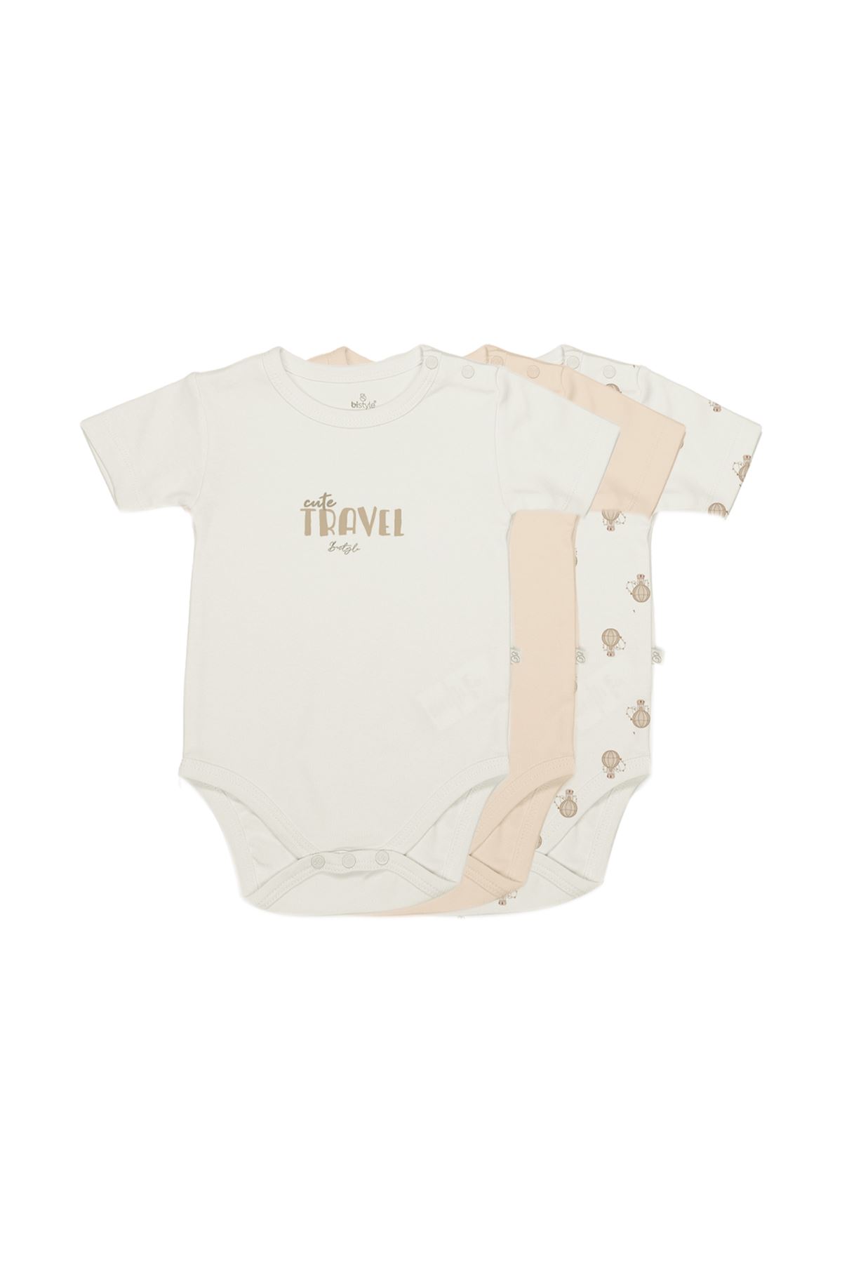 Bistyle 3lü Body Yarım Kol Travel Clasic Kutulu 17162 Ekru