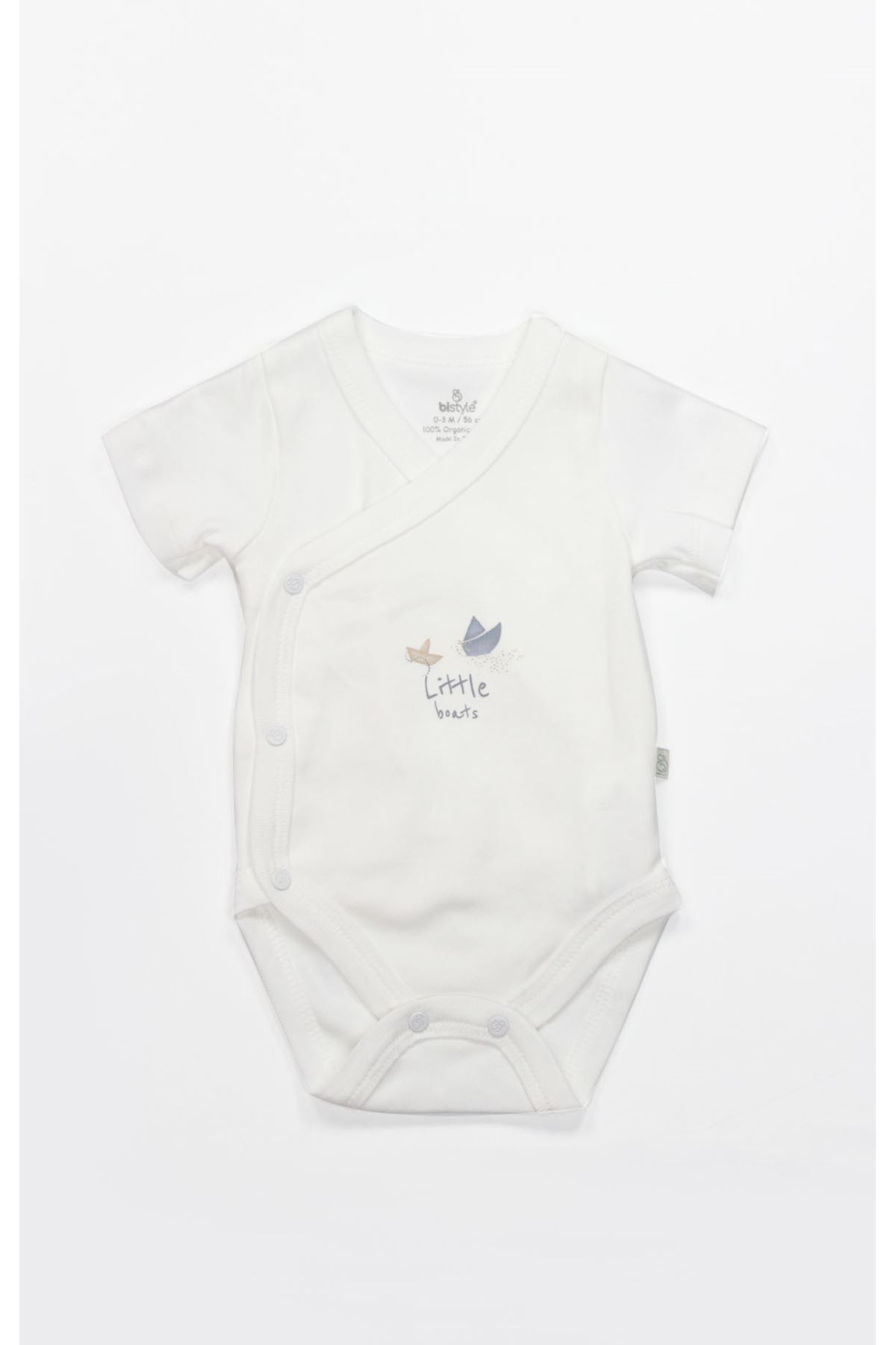 Bistyle Kruvaze Body Yarım Kol Little Boats 17152 Ekru
