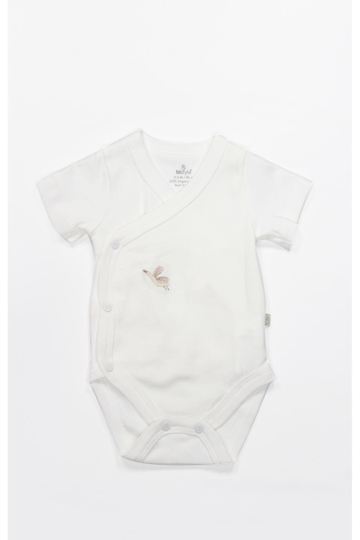 Bistyle Kruvaze Body Yarım Kol Love You Smile 17148 Ekru