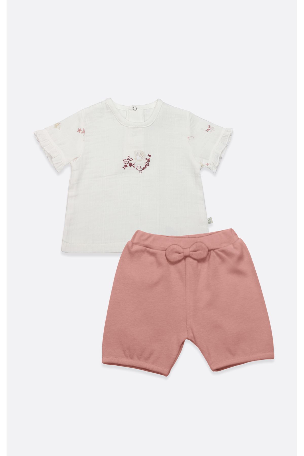 Bistyle 2li Takım Şort Müslin Starfish Wishes 14124 Pembe