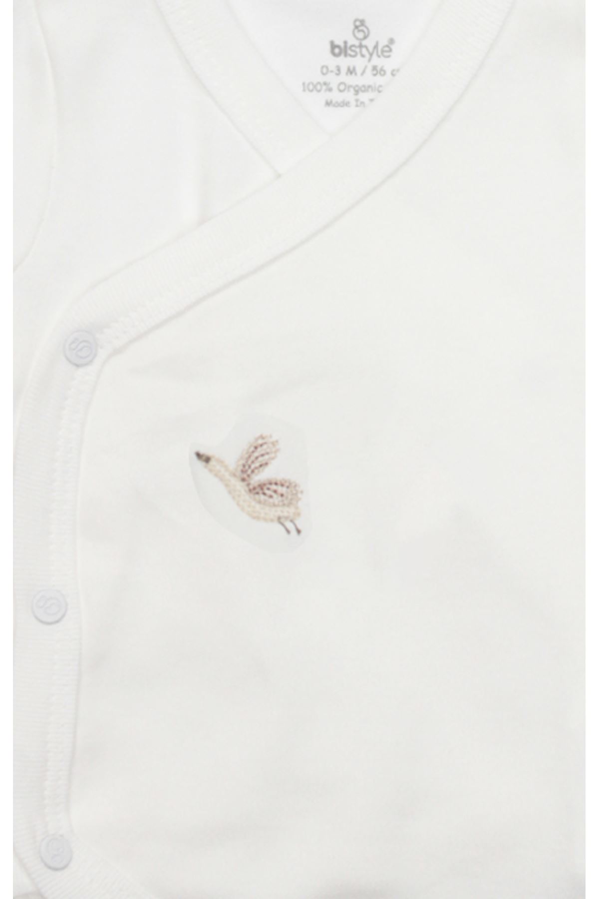 Bistyle Kruvaze Body Yarım Kol Love You Smile 17148 Ekru