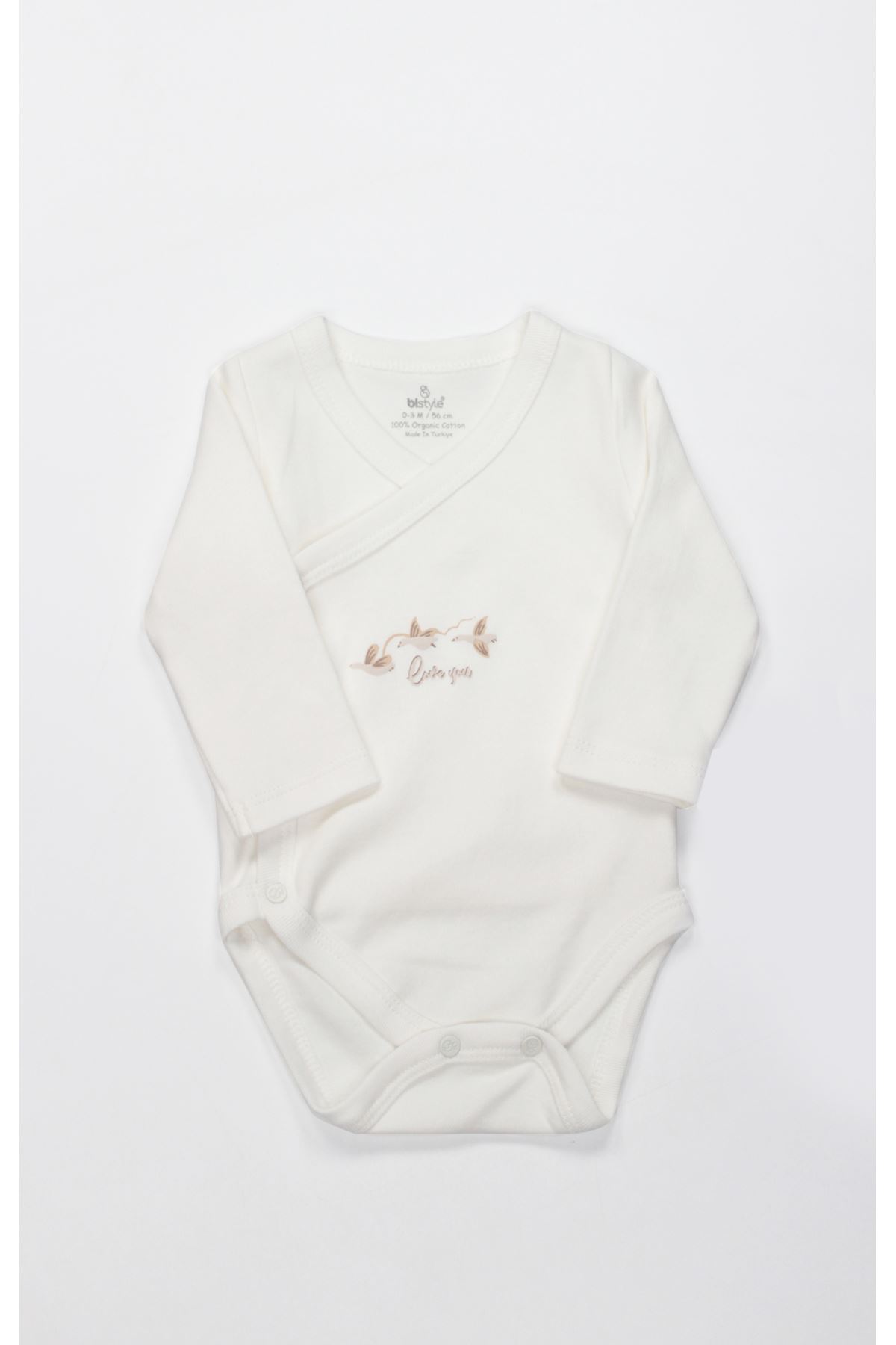 Bistyle Kruvaze Body Uzun Kol Love You Smile 17147 Ekru