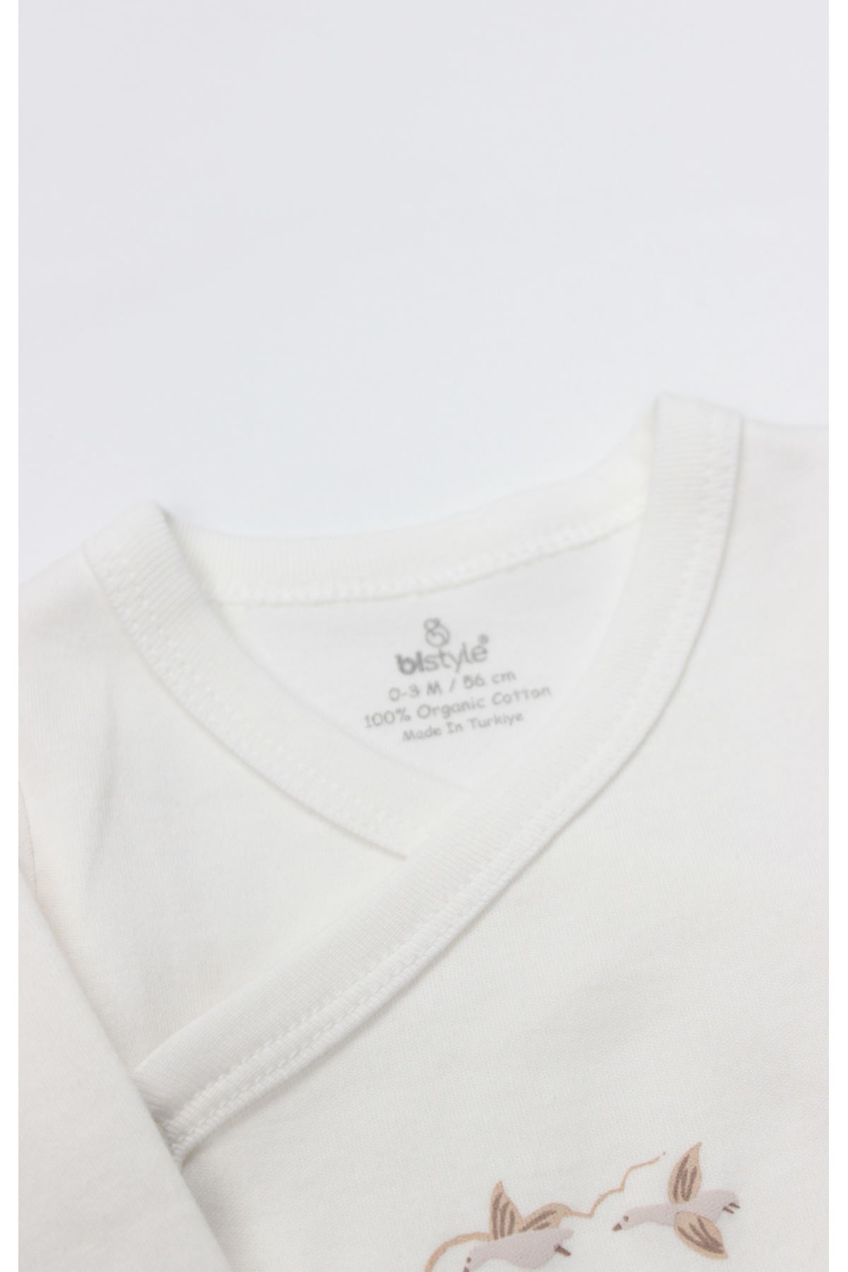 Bistyle Kruvaze Body Uzun Kol Love You Smile 17147 Ekru