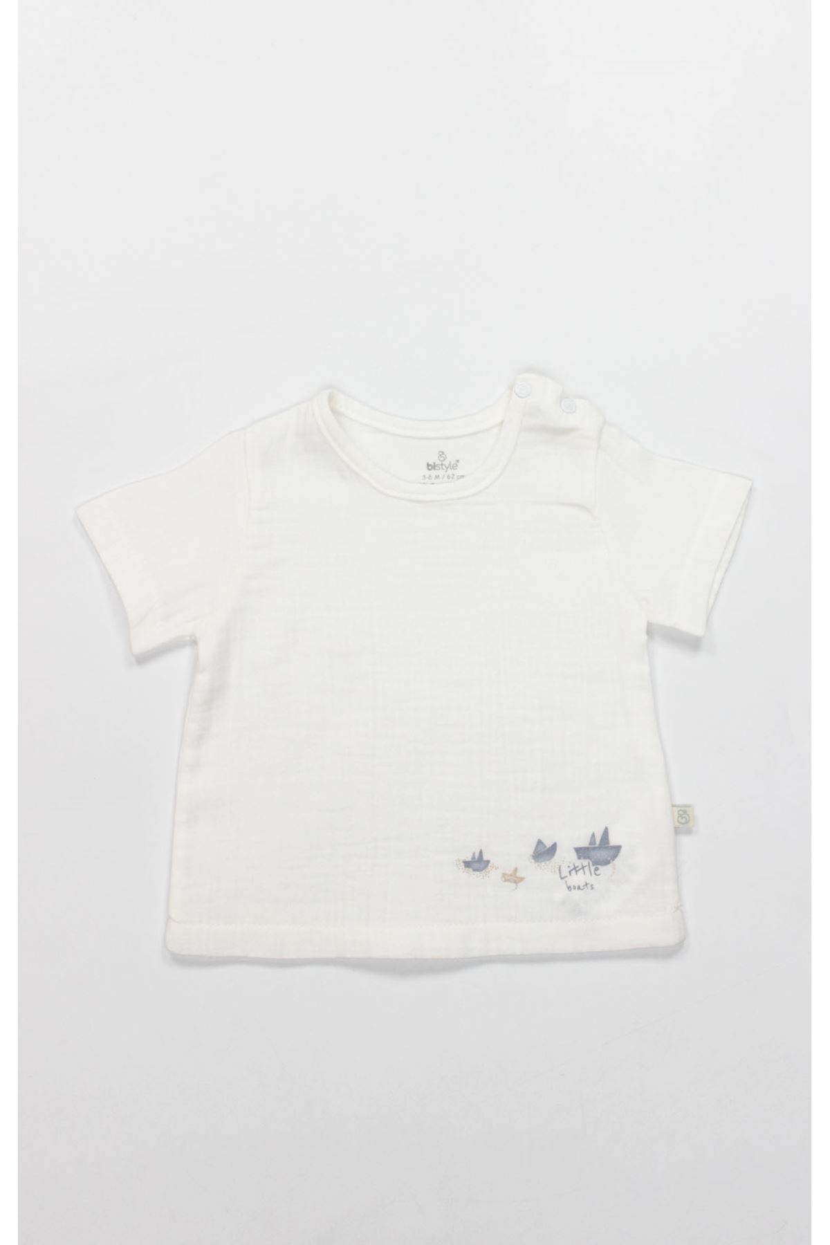 Bistyle 2li Takım Şort Müslin Little Boats 14126 Ekru