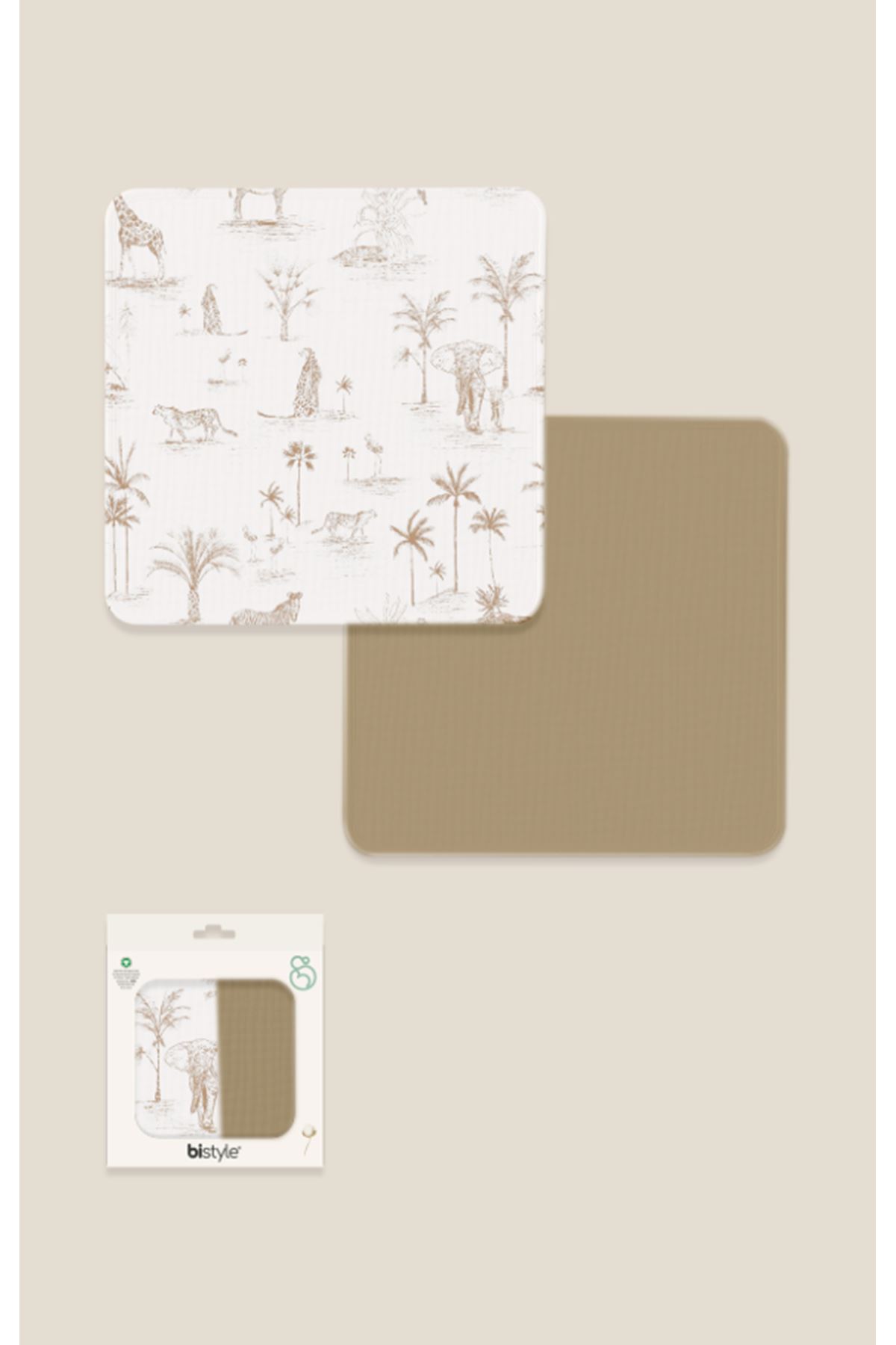 Bistyle 2li Müslin Battaniye Hello Zoo Kutulu 70142 75x75cm Beyaz