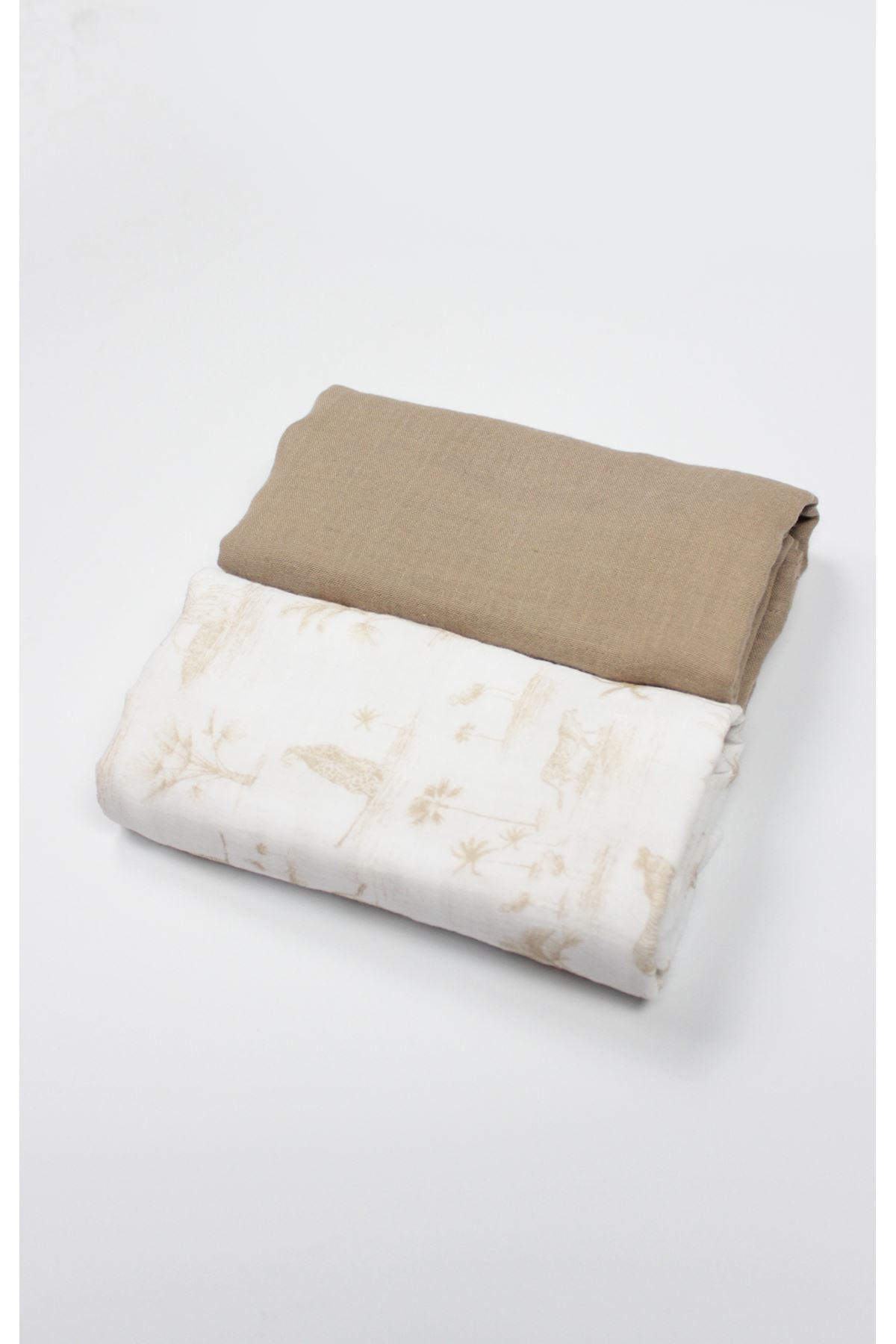 Bistyle 2li Müslin Battaniye Hello Zoo Kutulu 70142 75x75cm Beyaz