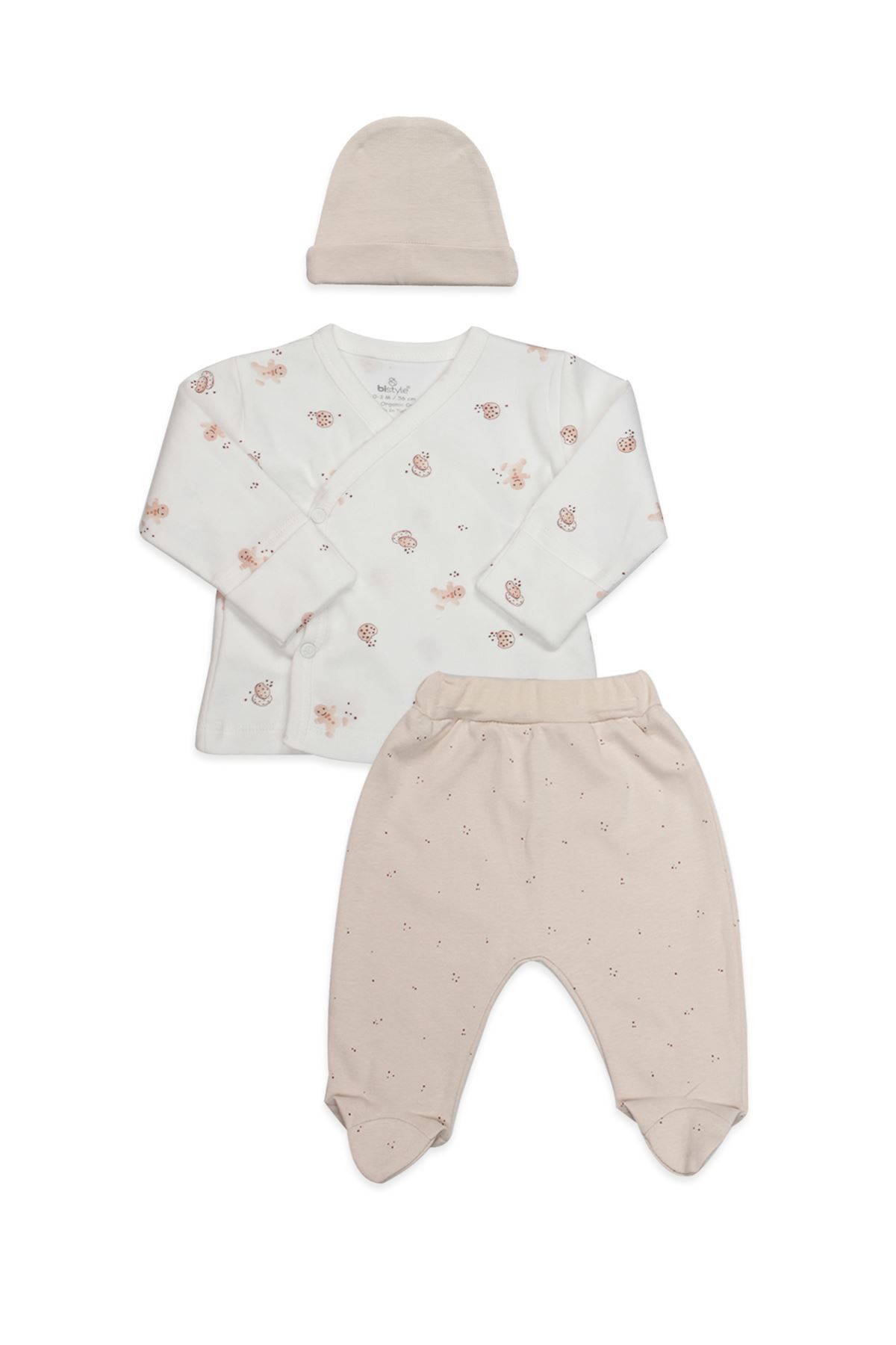 Bistyle 3lü Zıbın Takım Cookies Make Happy 13117 Ekru