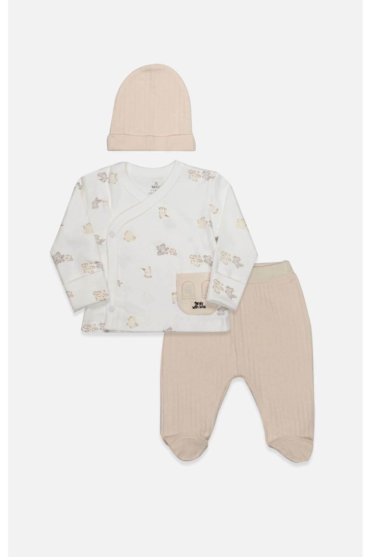 Bistyle 3lü Zıbın Takım With You Family 13121 Bej