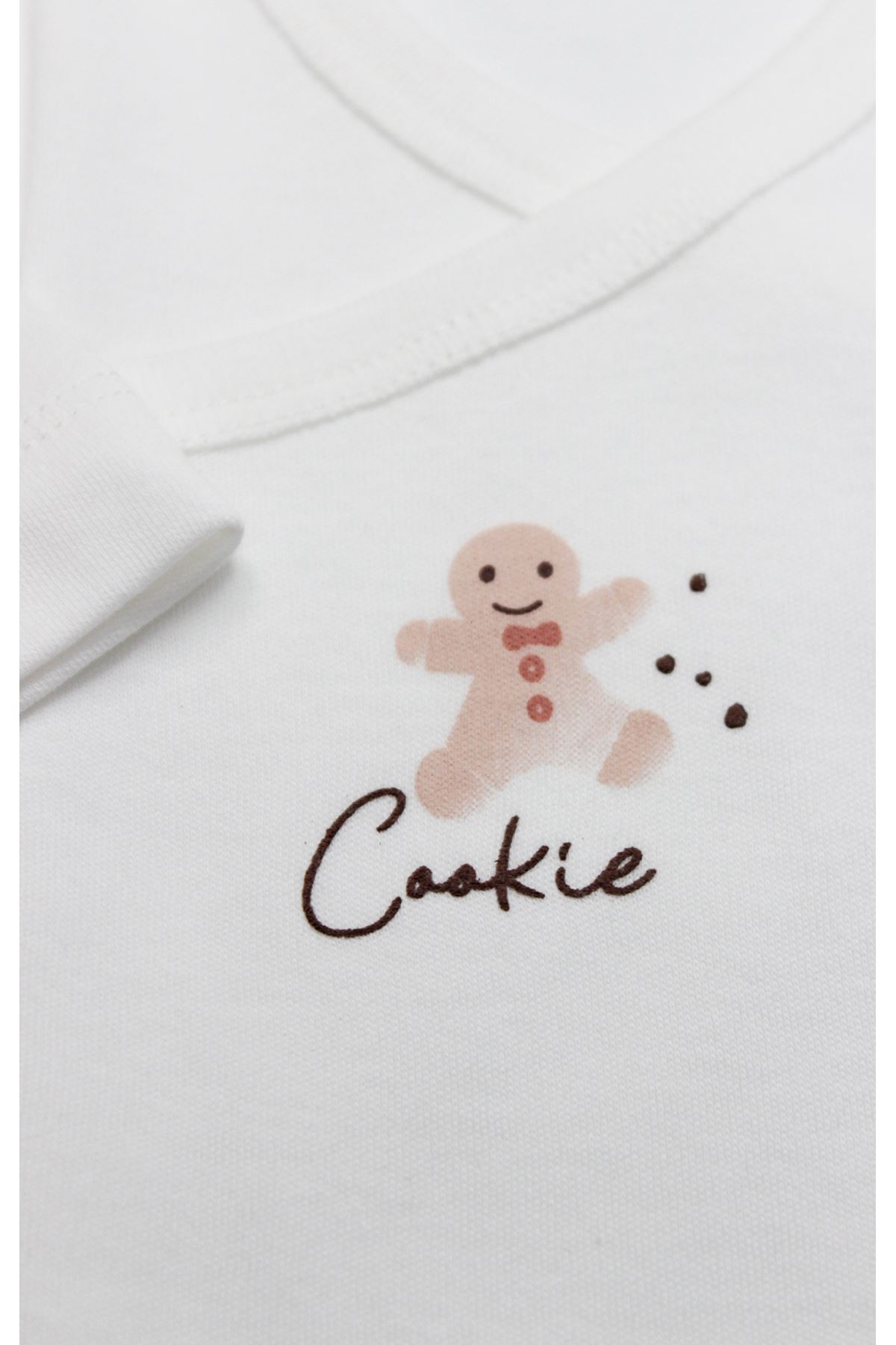 Bistyle Kruvaze Body Uzun Kol Cookies Make Happy 17141 Ekru