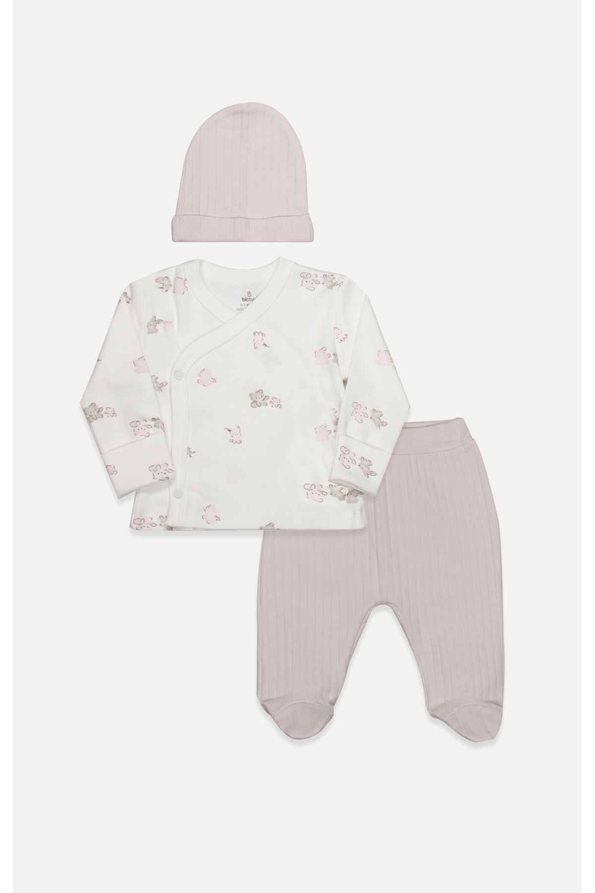 Bistyle 3lü Zıbın Takım Love You Family 13122 Pudra