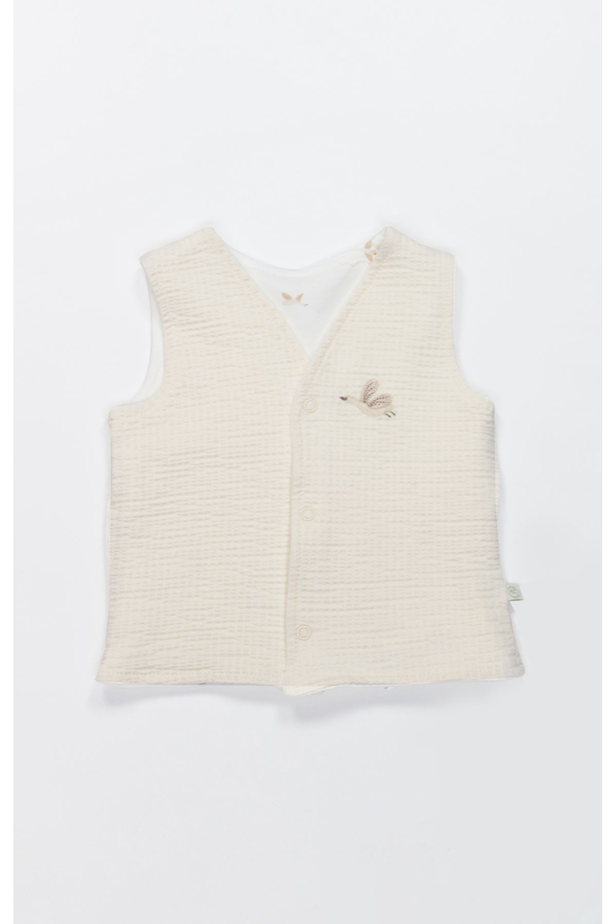 Bistyle Yelek Çift Taraflı Love You Smile 18115 Ekru