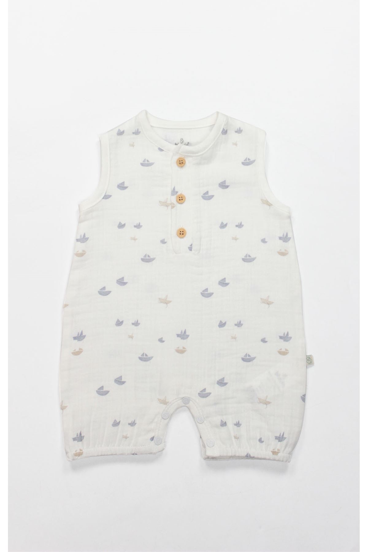 Bistyle Tulum Şort Müslin Little Boats 15144 Ekru