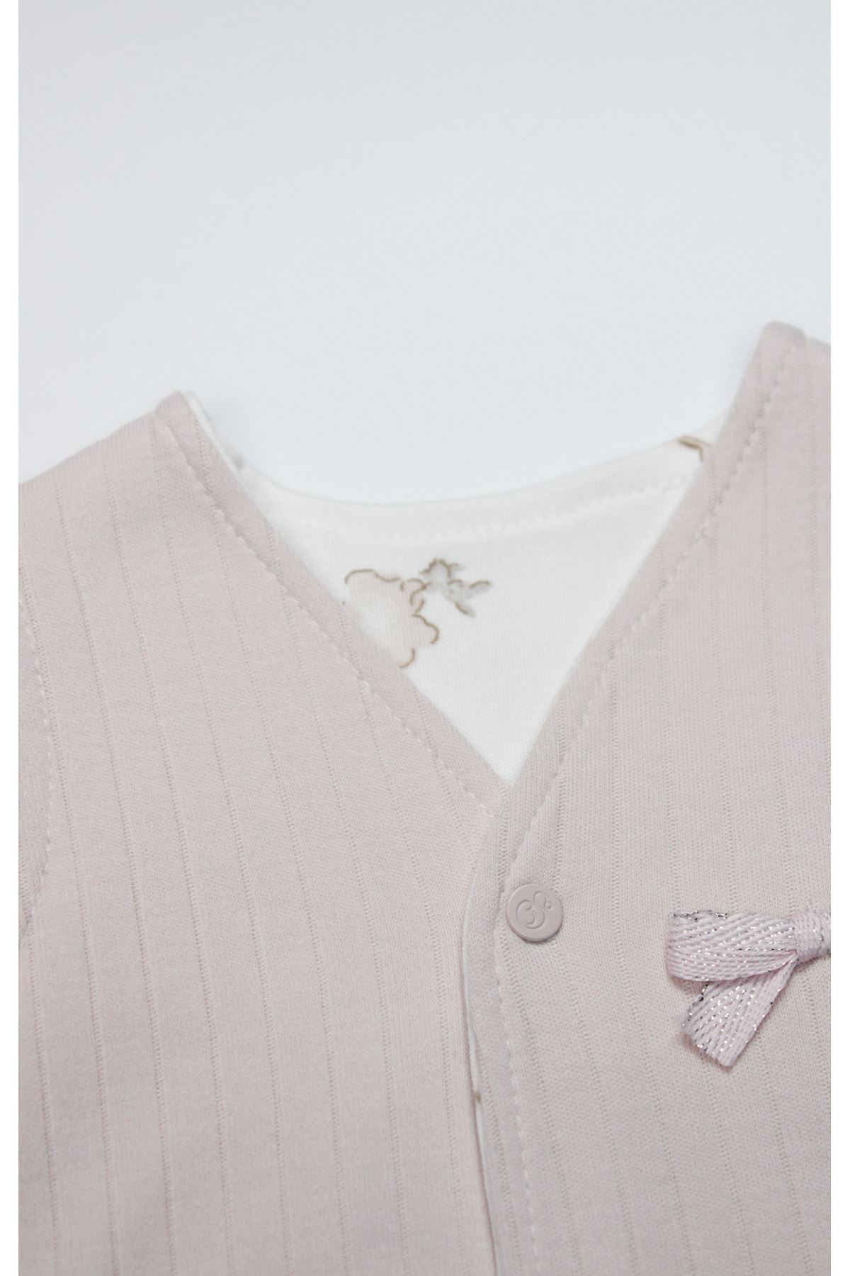 Bistyle Yelek Çift Taraflı Love You Family 18114 Pudra