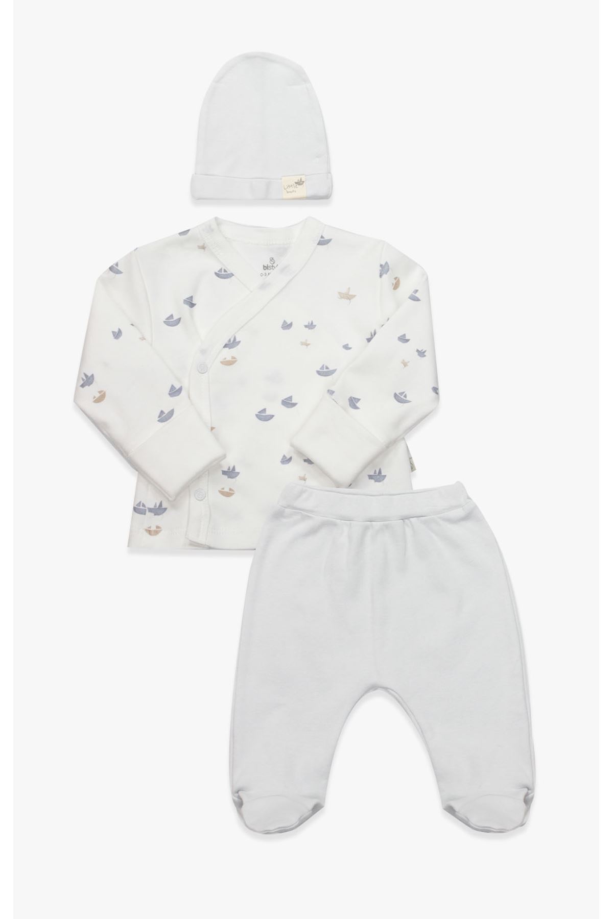 Bistyle 3lü Zıbın Takım Little Boats 13125 Ekru