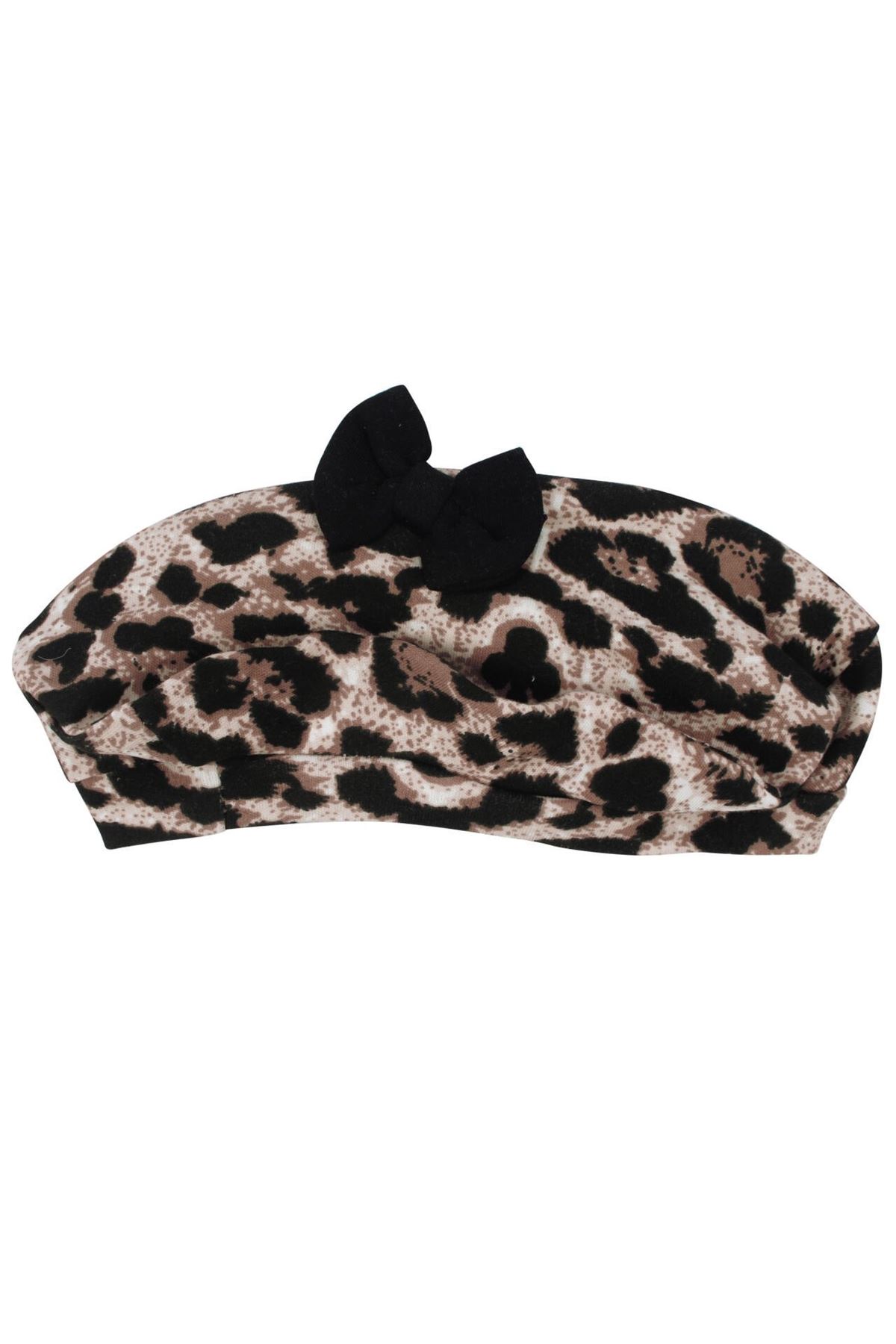 Kız Bebek Siyah Kahve Leopar Desenli Zıbınlı Salopet 4'lü Takım