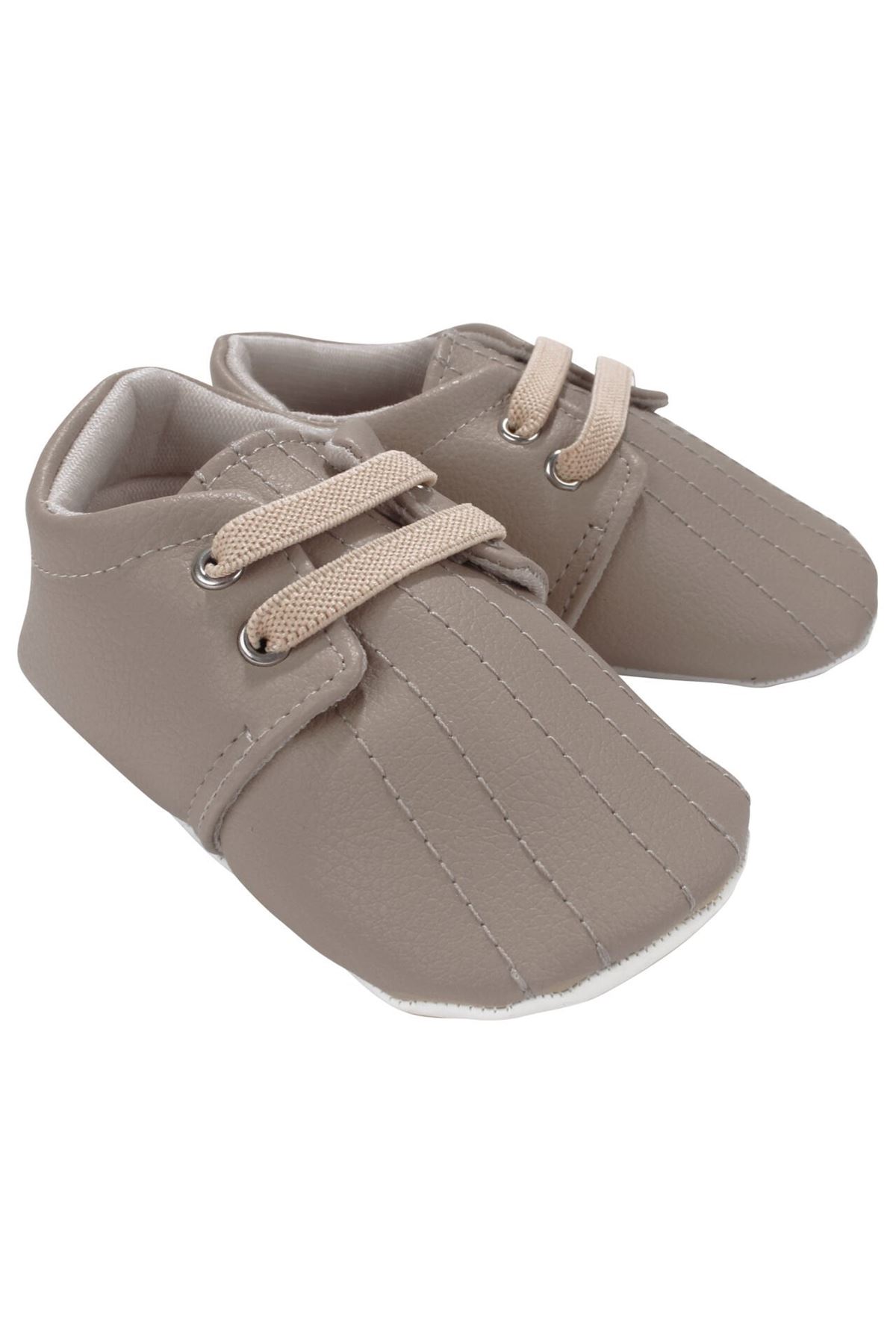 Erkek Bebek Kahve Lastikli Bağcıklı Dikişli Ayakkabı