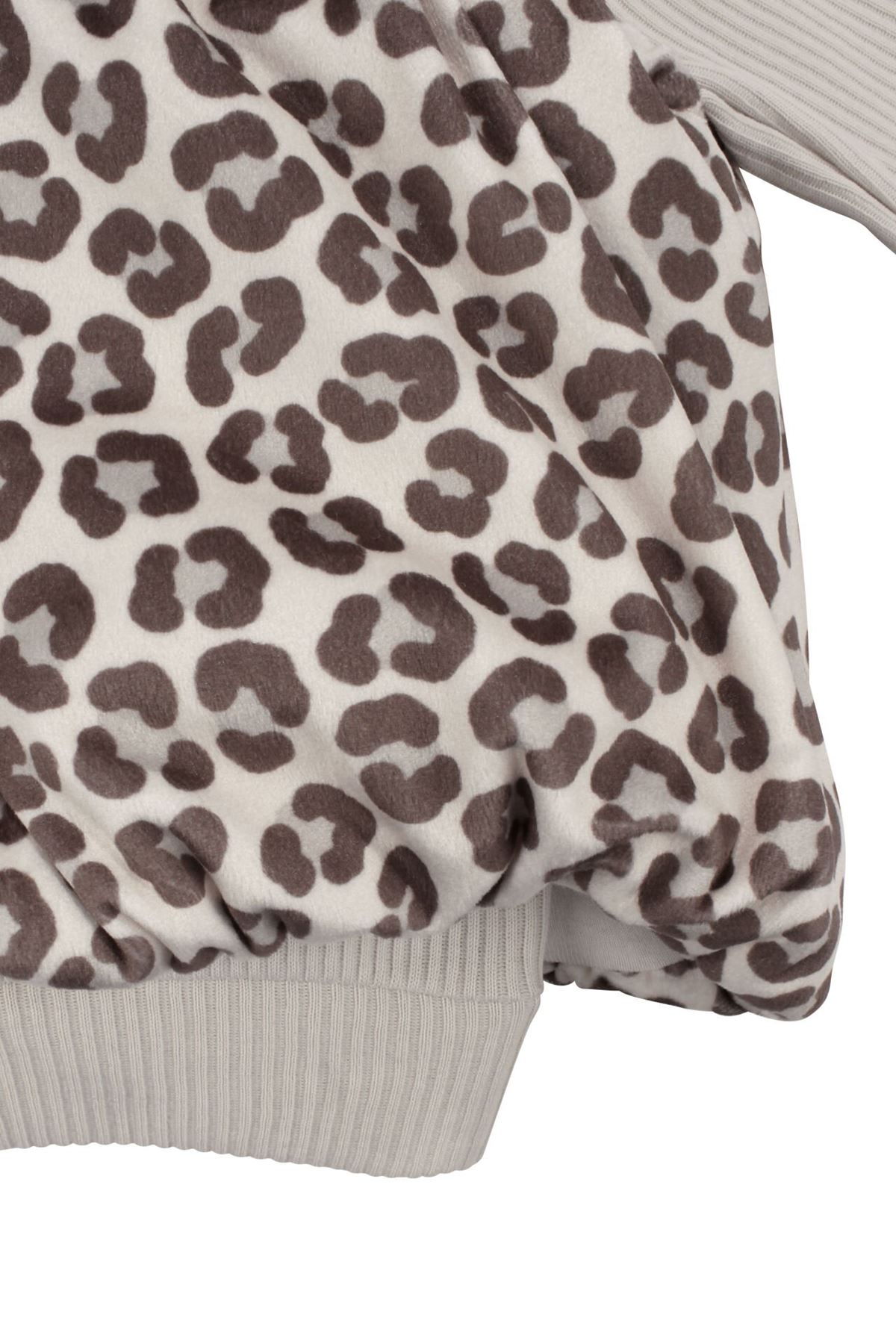 Kız Bebek Bej Kahve Leopar Desenli Nakışlı Şişme Yelekli Lüks 3'lü Takım
