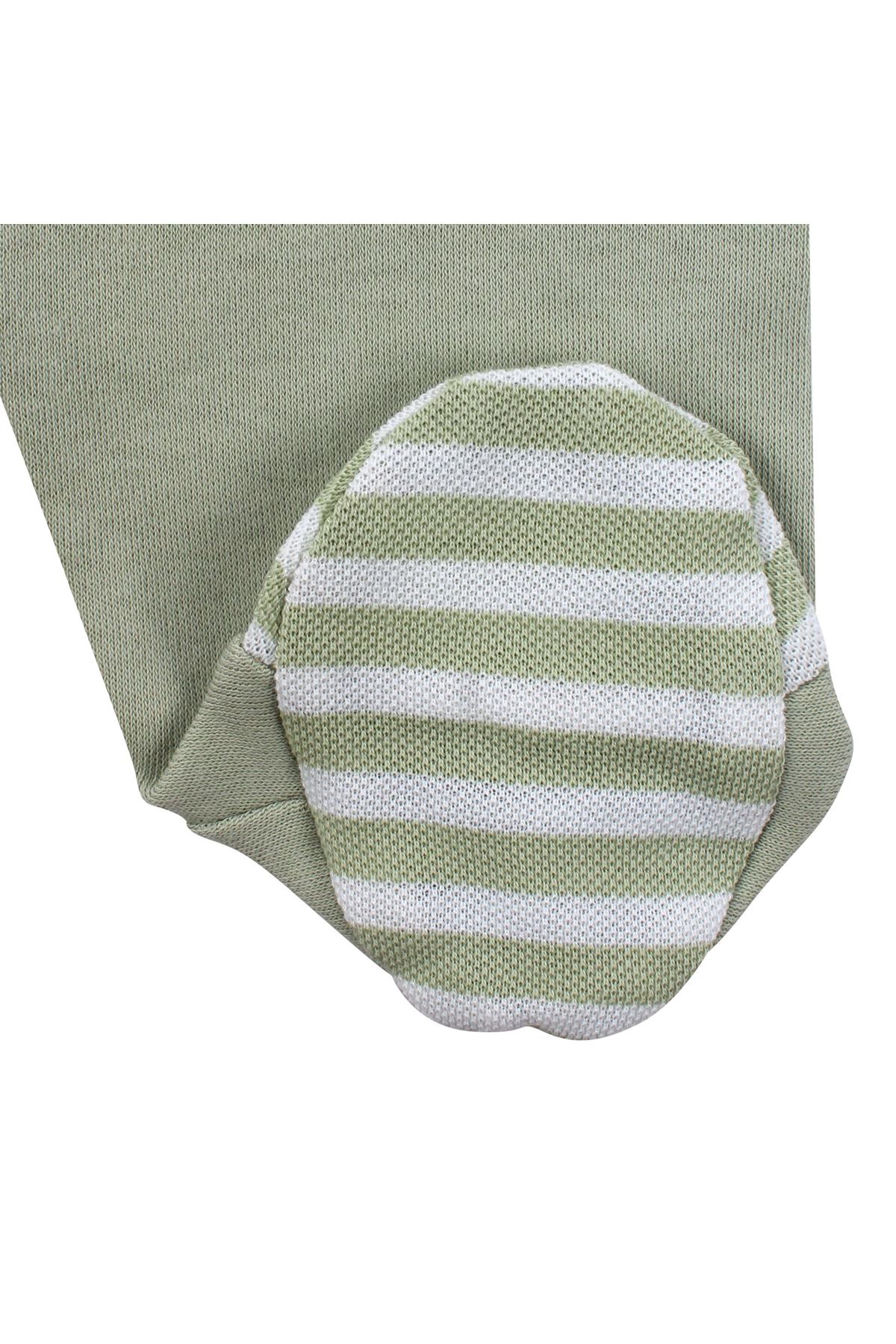 Unisex Yeşil Ekru Çizgili Cepli 2'li Takım