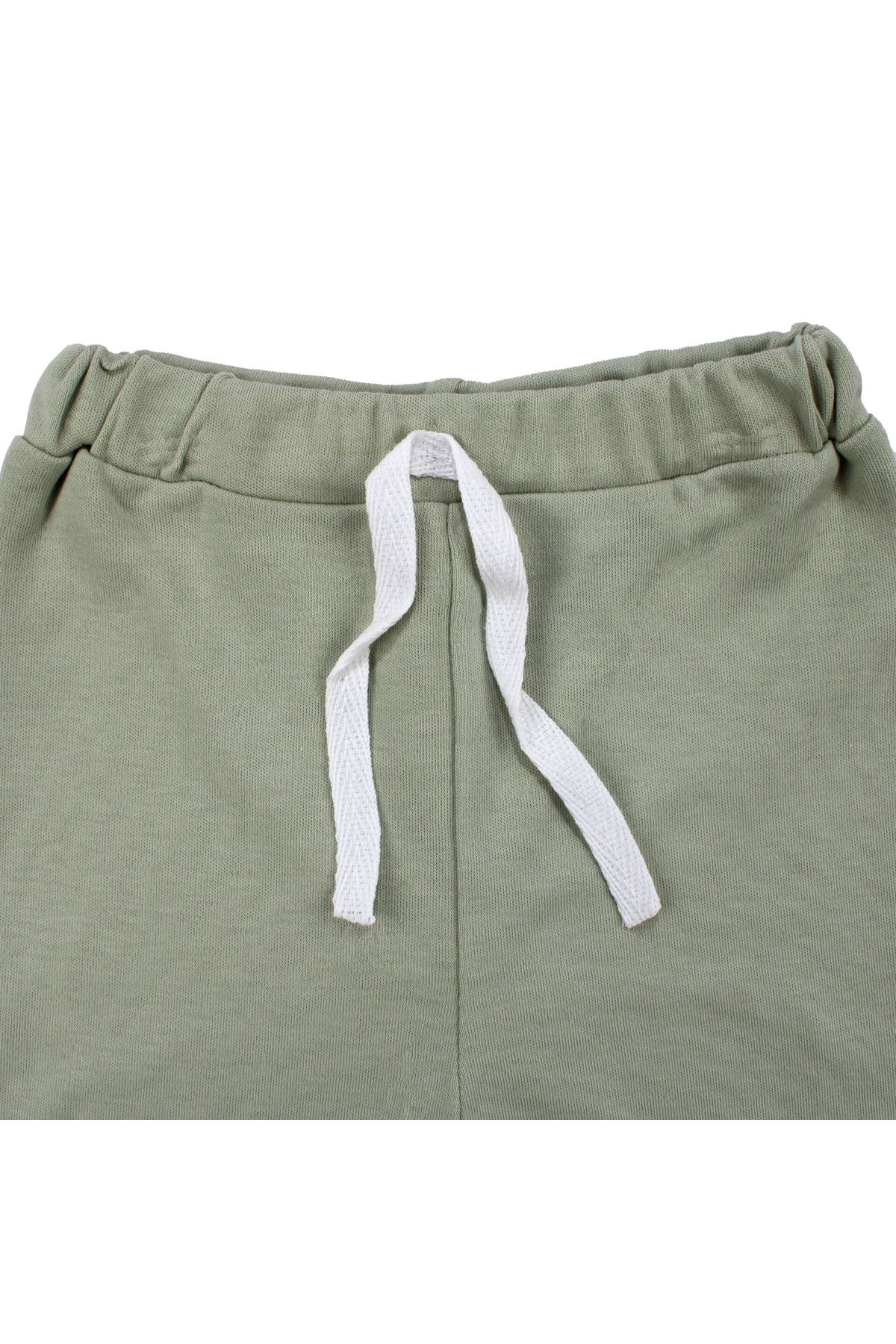 Unisex Yeşil Ekru Çizgili Cepli 2'li Takım