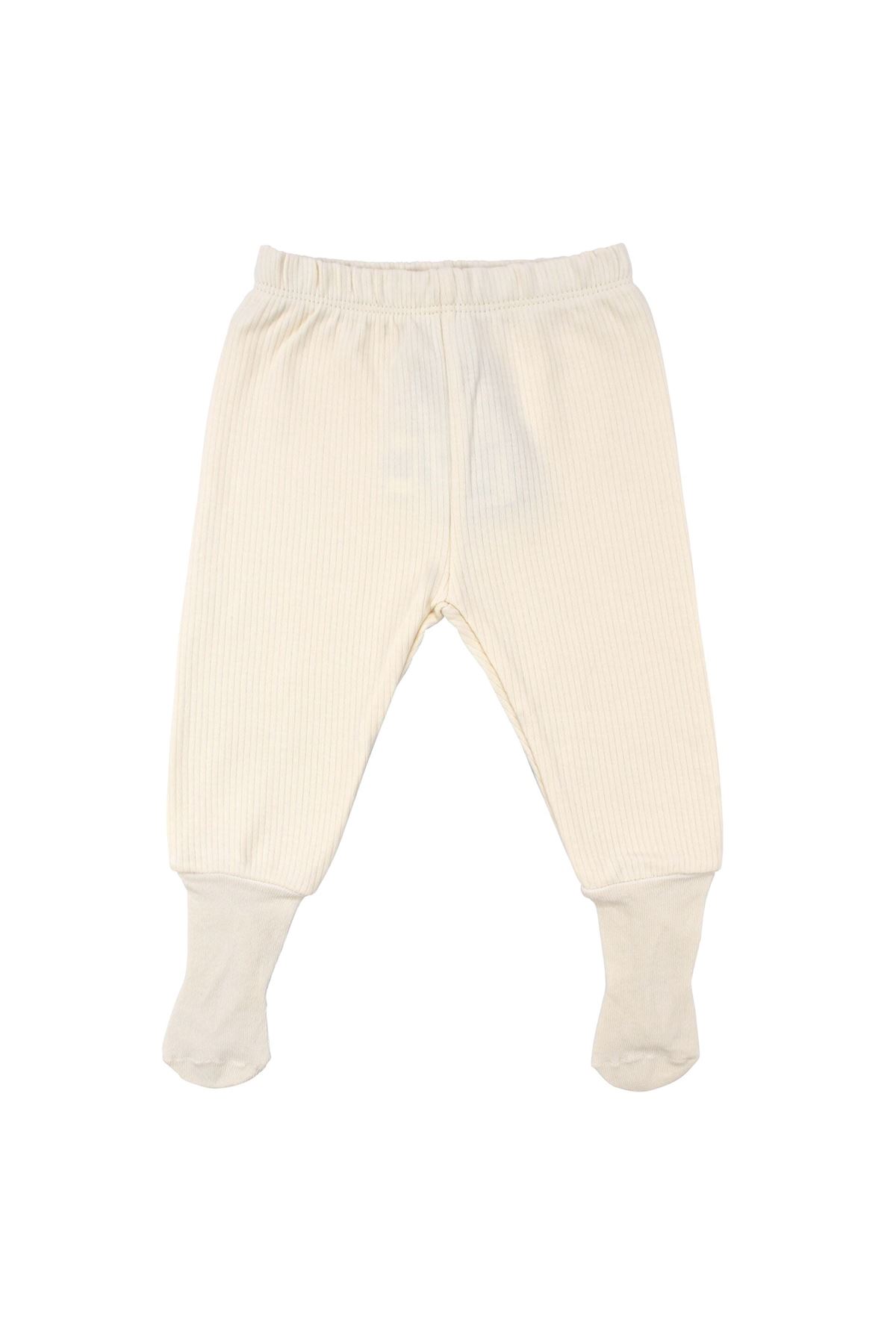 Unisex Ekru Fitilli Çoraplı Tek Alt Pantolon