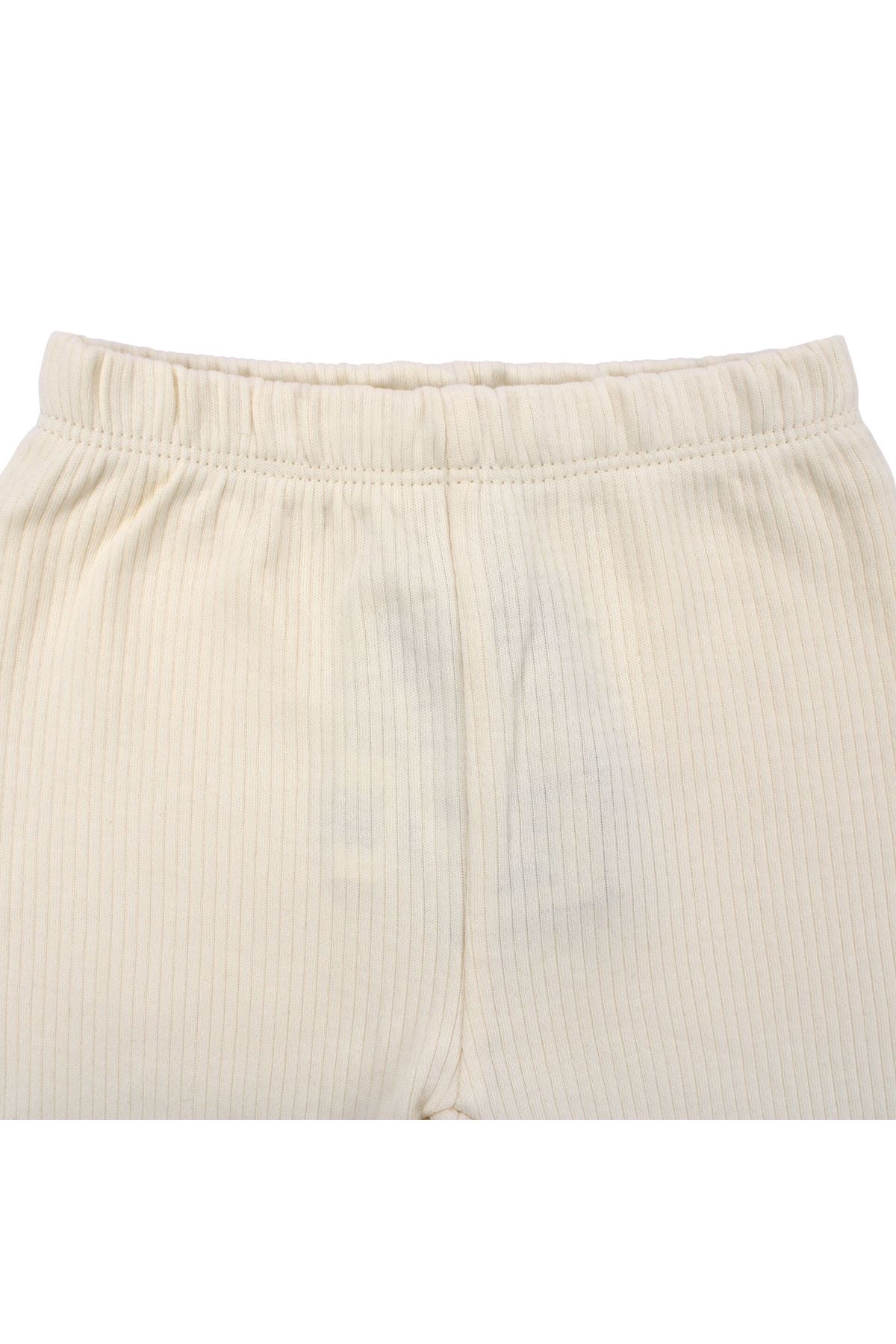 Unisex Ekru Fitilli Çoraplı Tek Alt Pantolon