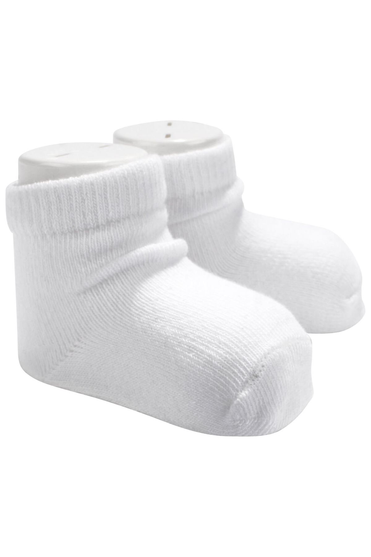 Unisex Ekru Düz Patik Çorap 0-6 Ay