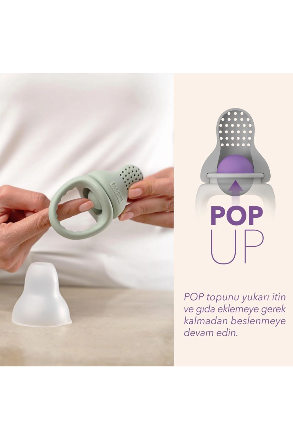 Mochi Pop-Up Meyve Sebze Gıda Emziği Mint