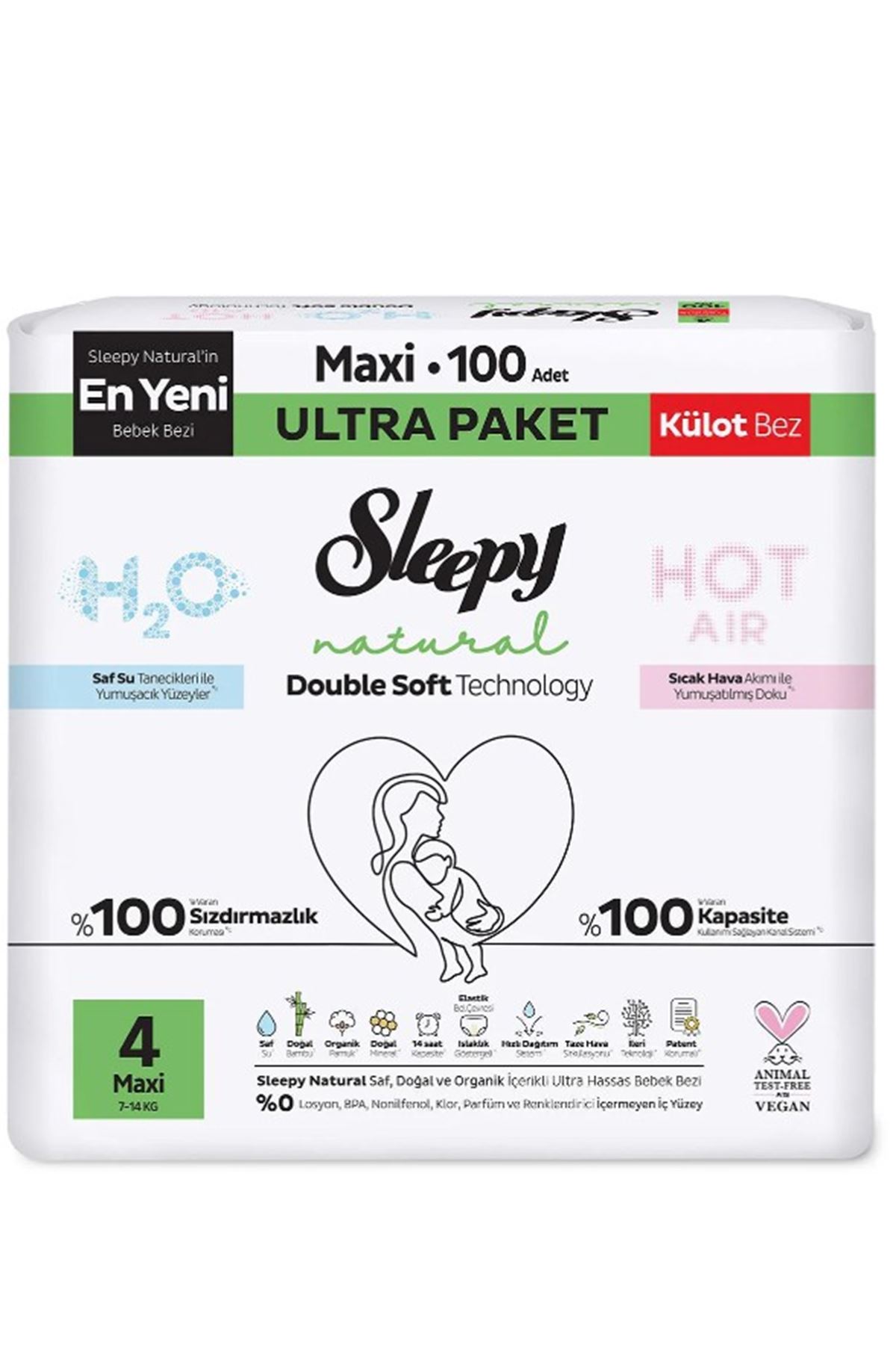 Sleepy Natural Double Soft Külot Bez Ultra Paket 4 Beden 100 Adet
