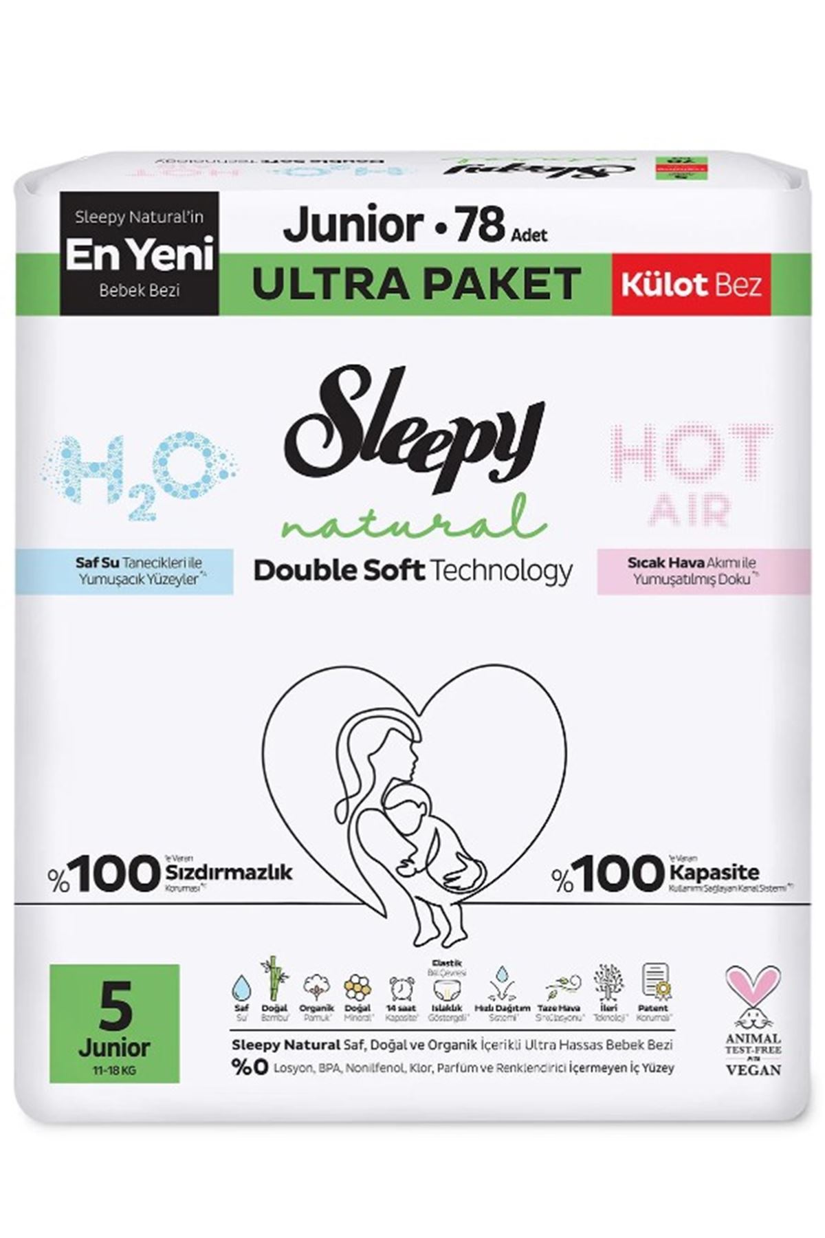 Sleepy Natural Double Soft Külot Bez Ultra Paket 5 Beden 78 Adet