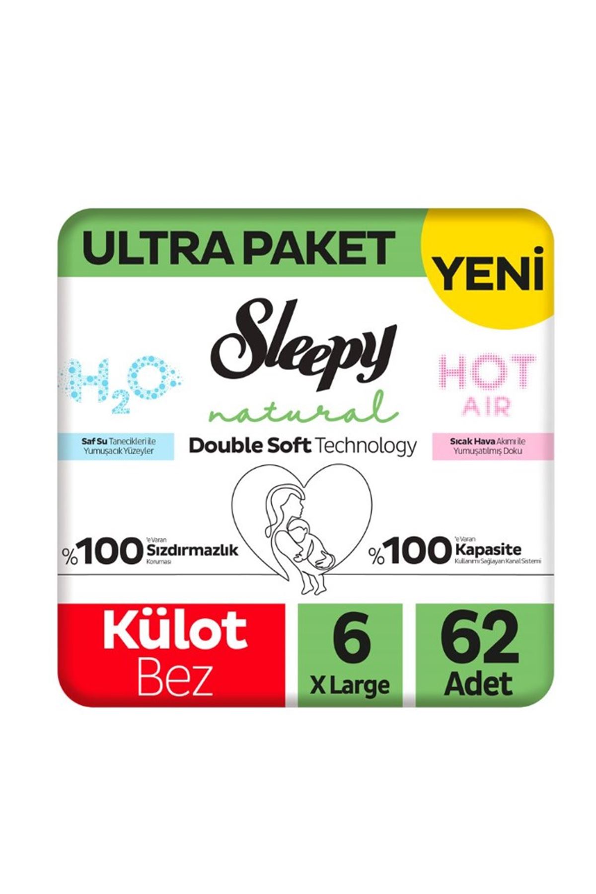 Sleepy Natural Double Soft Külot Bez Ultra Paket 6 Beden 62 Adet