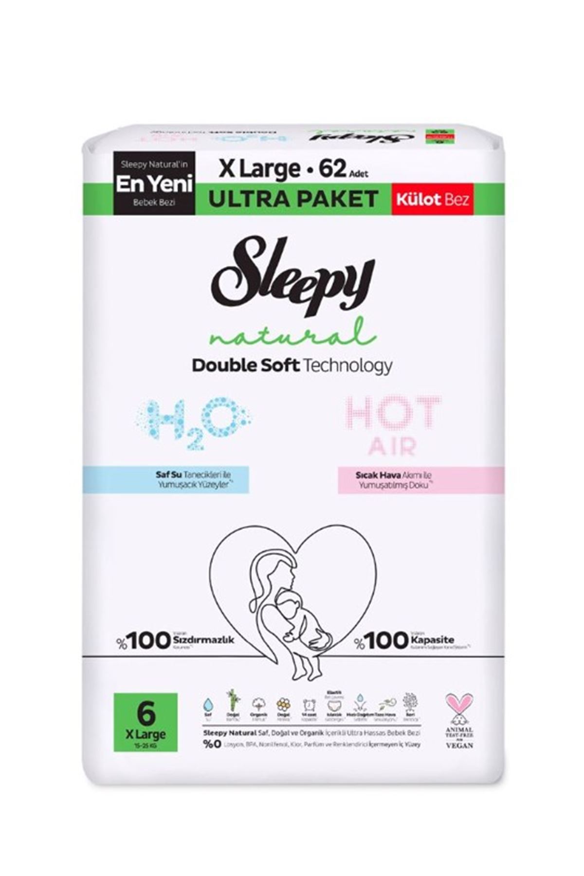 Sleepy Natural Double Soft Külot Bez Ultra Paket 6 Beden 62 Adet