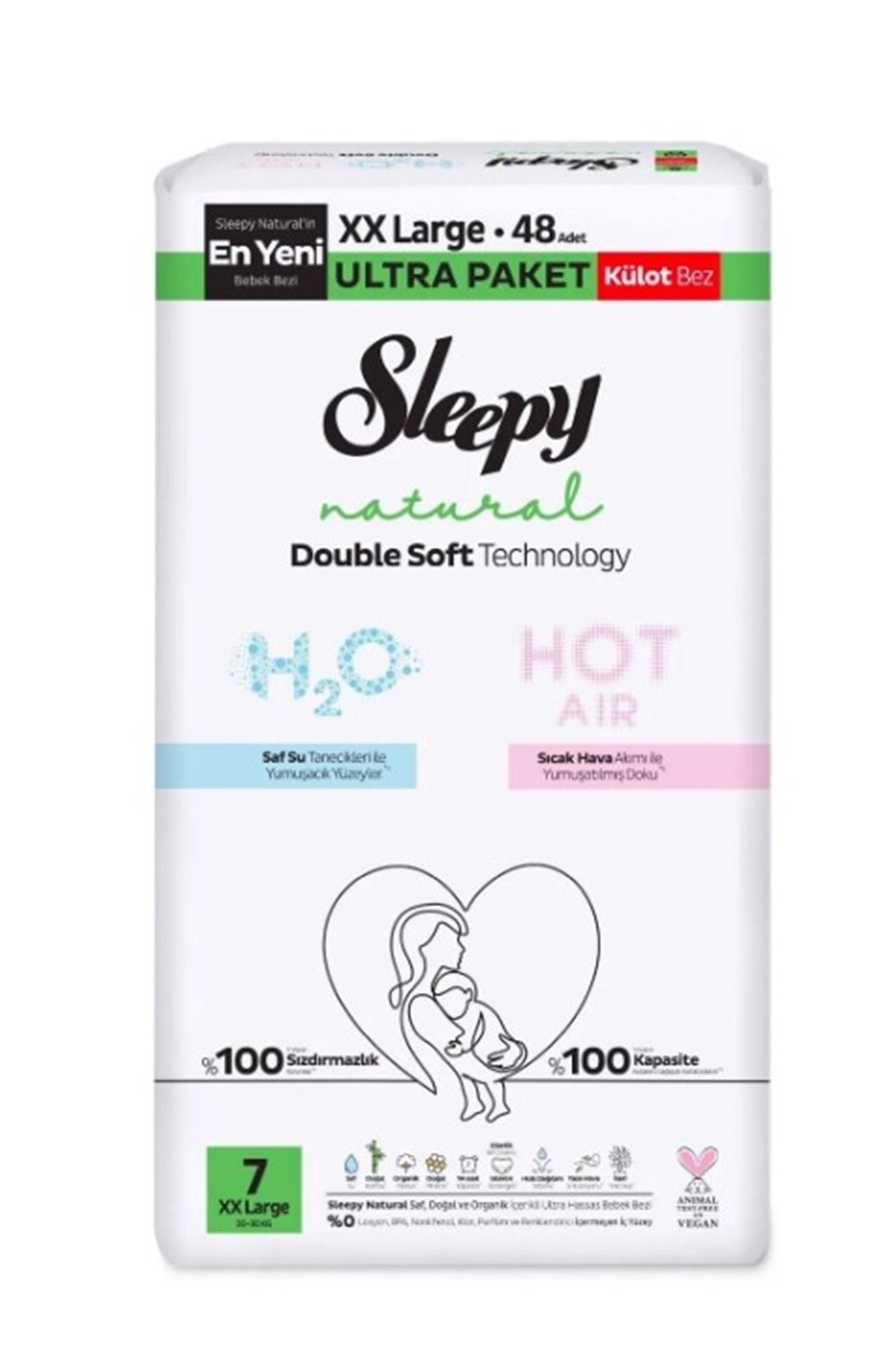 Sleepy Natural Double Soft Külot Bez Ultra Paket 7 Beden 48 Adet