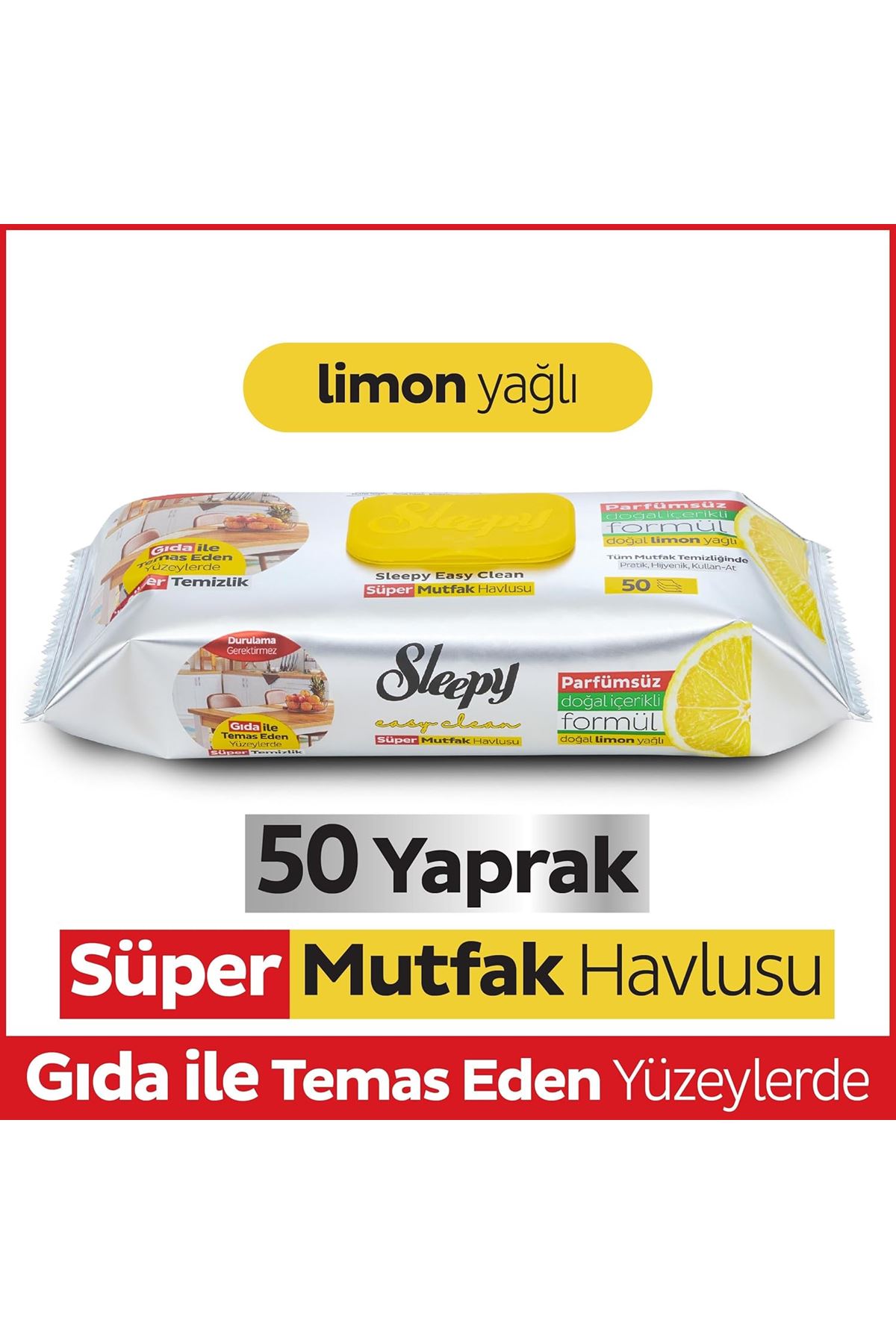 Sleepy Mutfak Temizlik Havlusu 50 Adet Limon