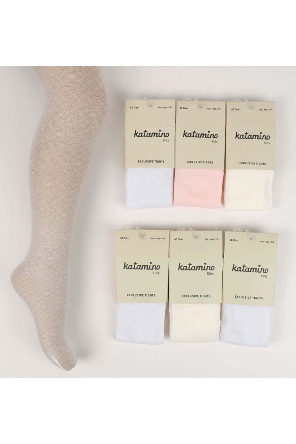 Katamino Sumire İnce Desenli Kız Külotlu Çorap K60237 Asorti